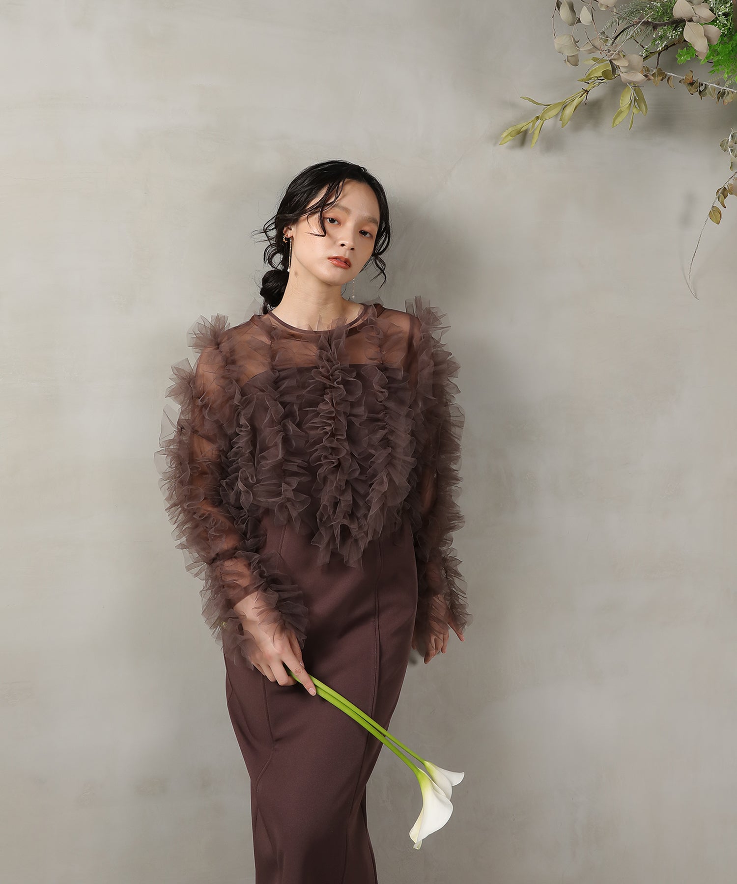 チュールフリル ギャザー ボレロ トップス