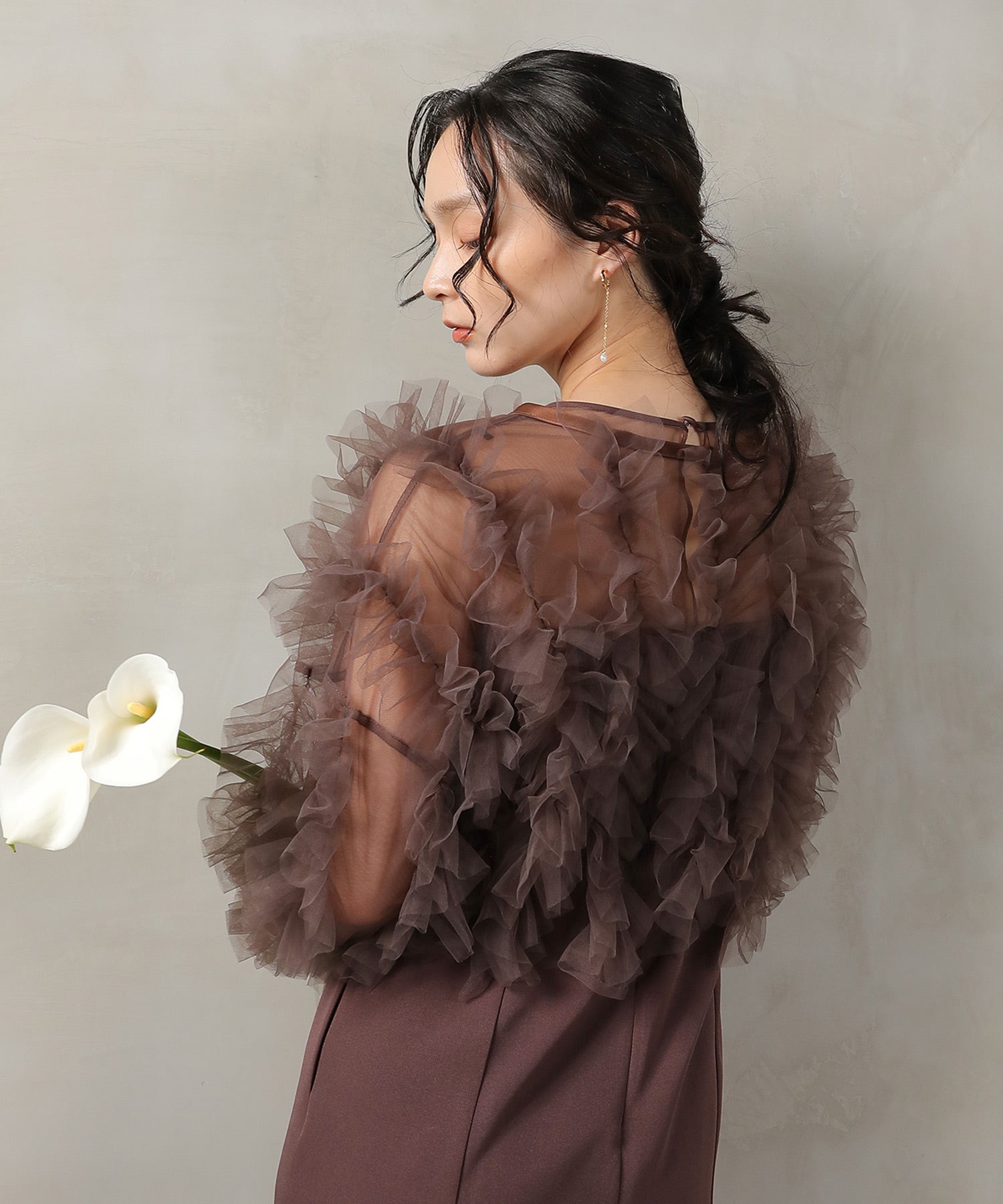 チュールフリル ギャザー ボレロ トップス