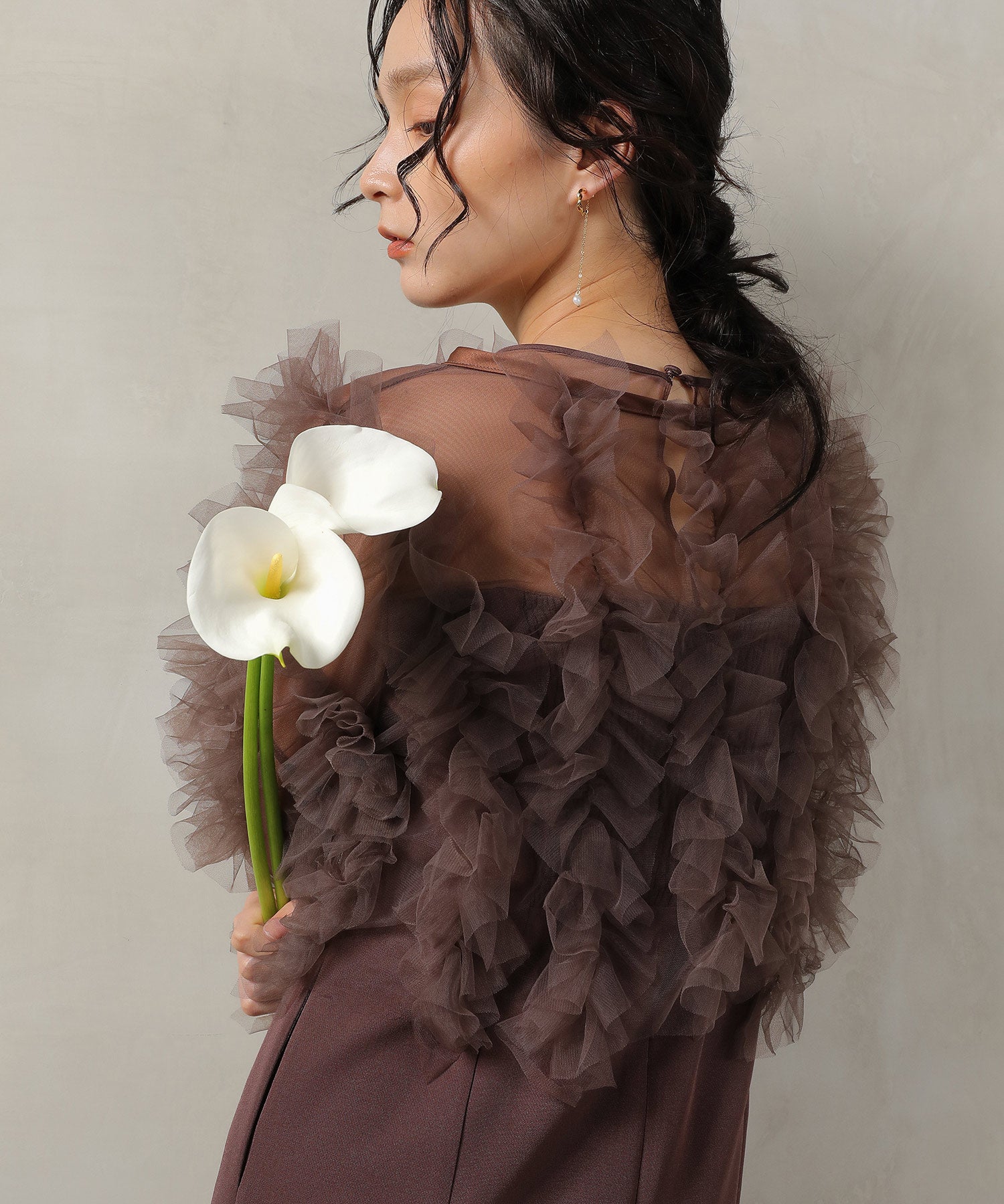 チュールフリル ギャザー ボレロ トップス