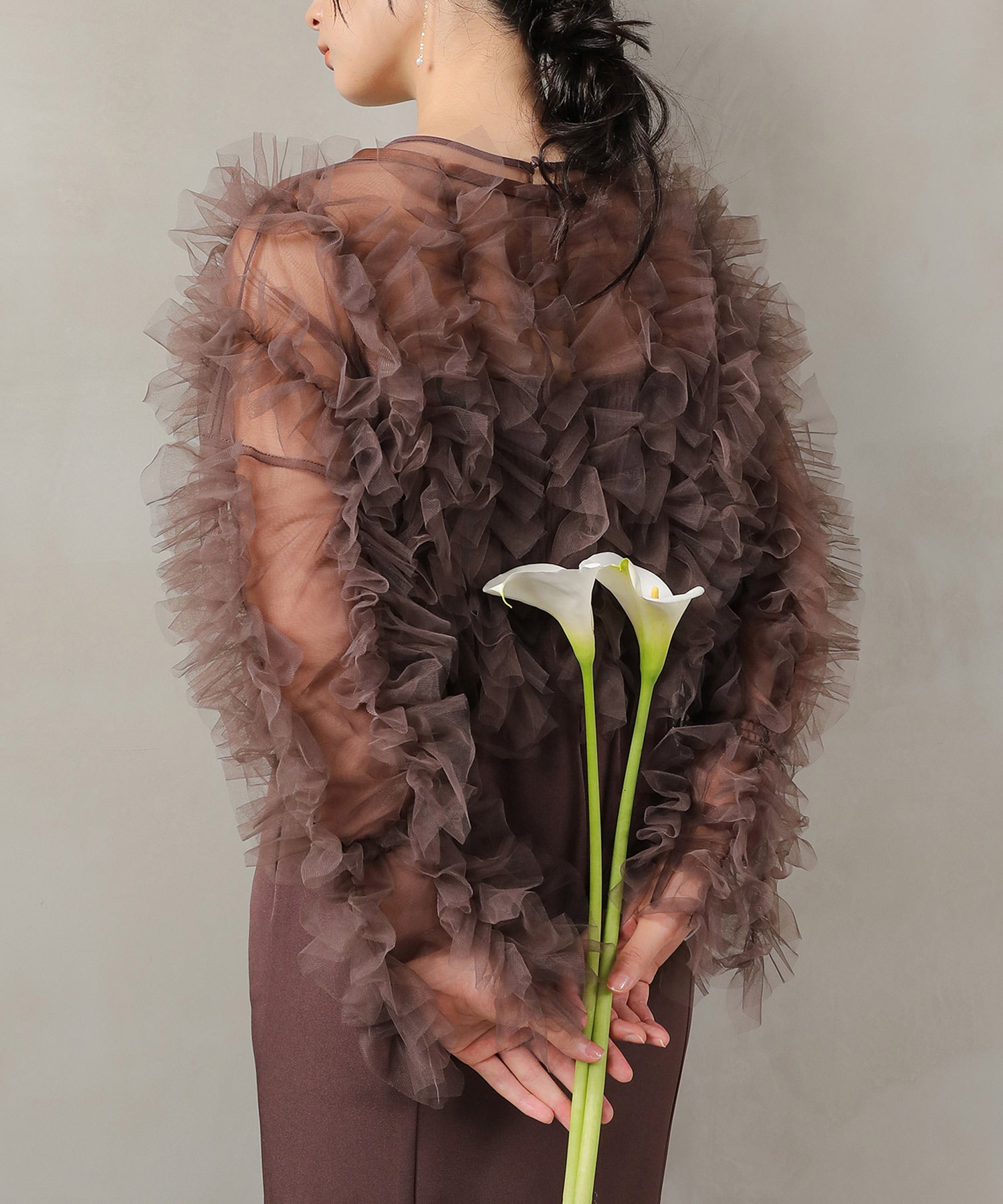 チュールフリル ギャザー ボレロ トップス