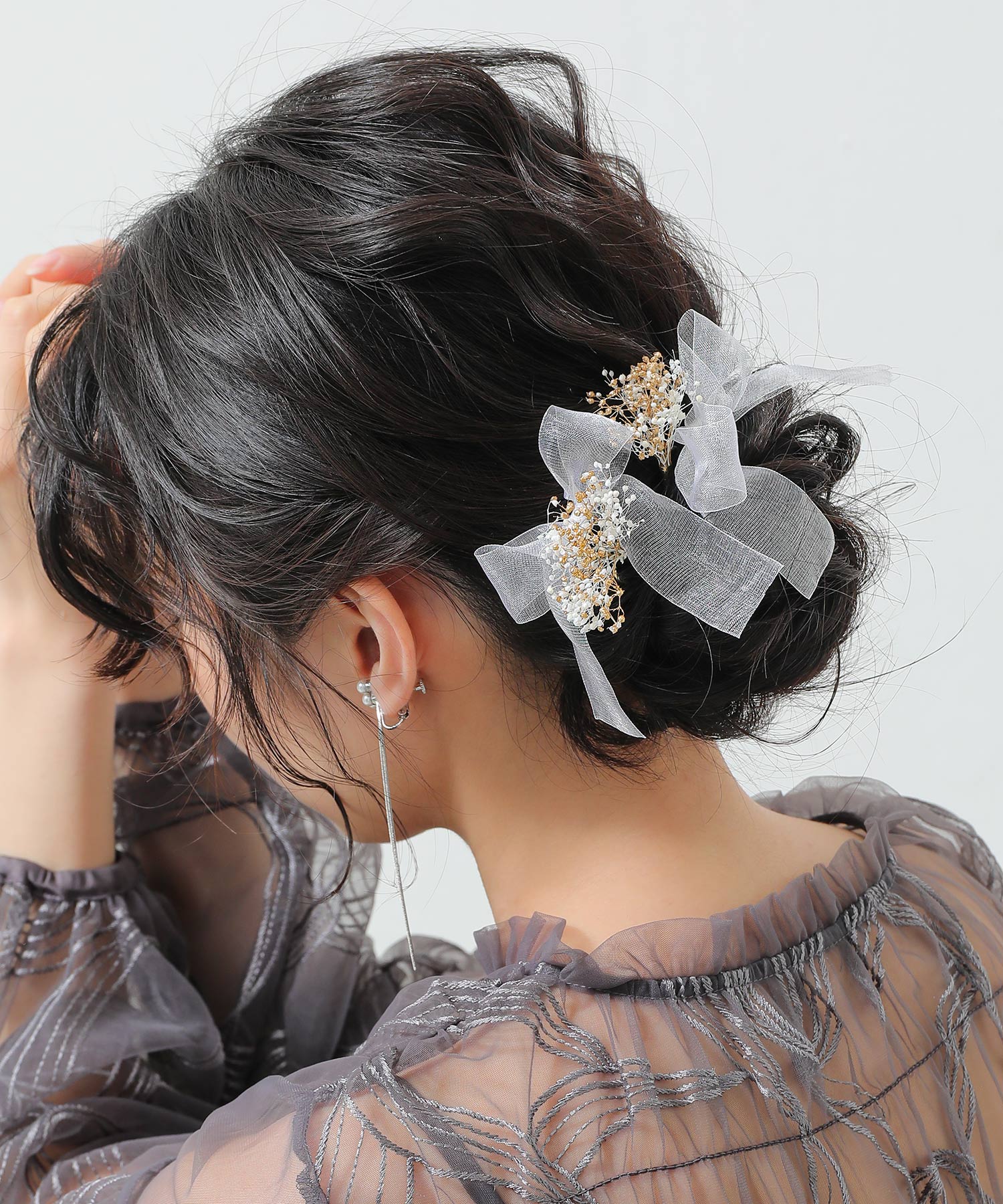 ドライフラワーシアーチュール リボン Uピン 4本セット