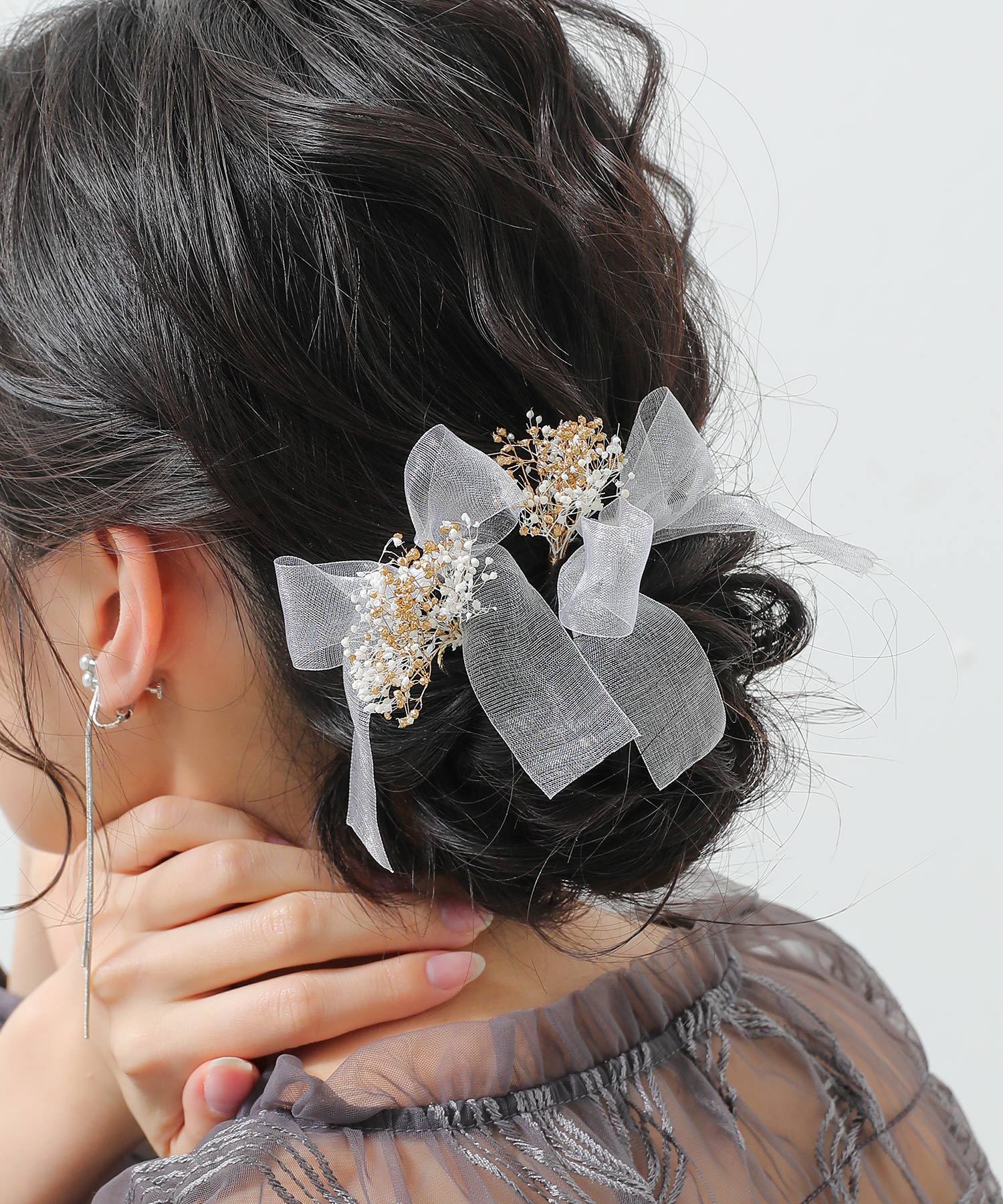 ドライフラワーシアーチュール リボン Uピン 4本セット