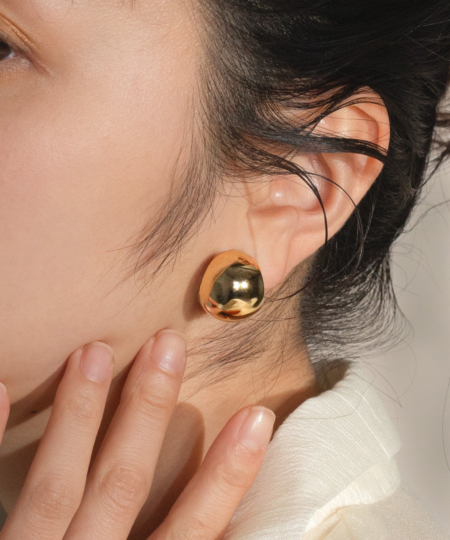 ハーフ フープ メタル イヤリング