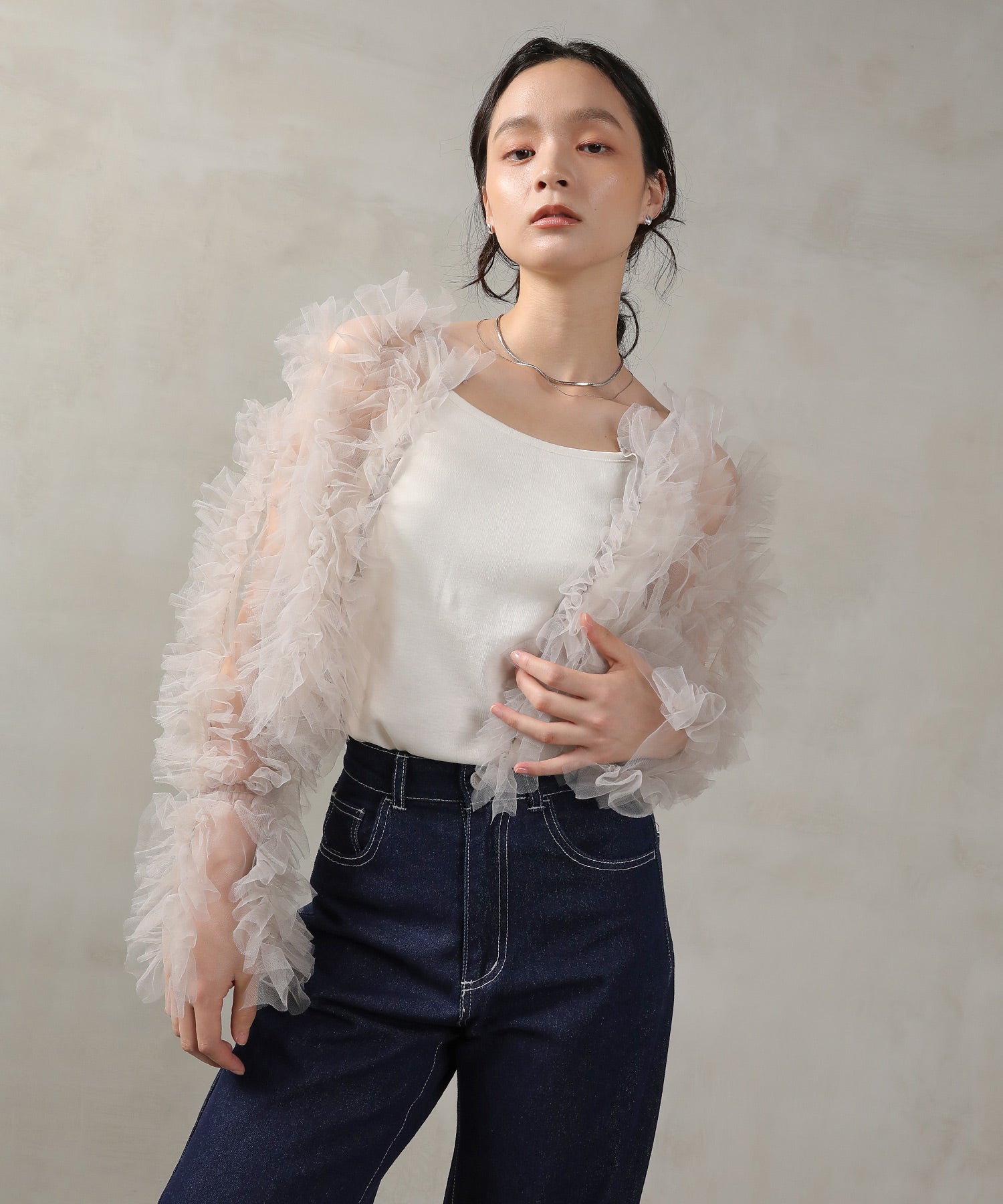 チュールフリル ギャザー ボレロ トップス