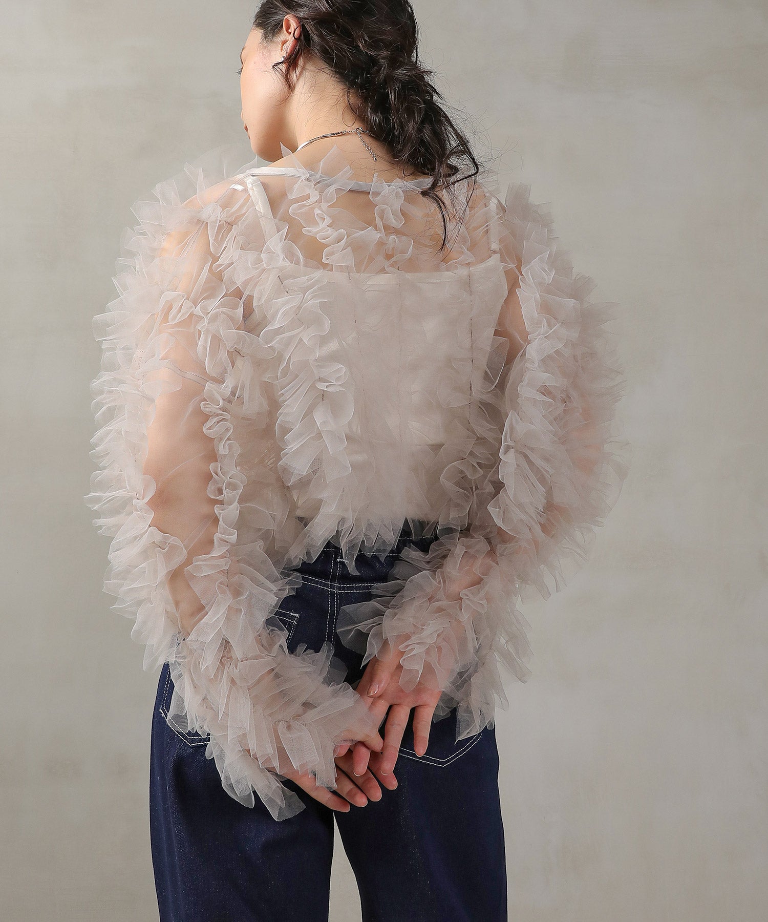 チュールフリル ギャザー ボレロ トップス