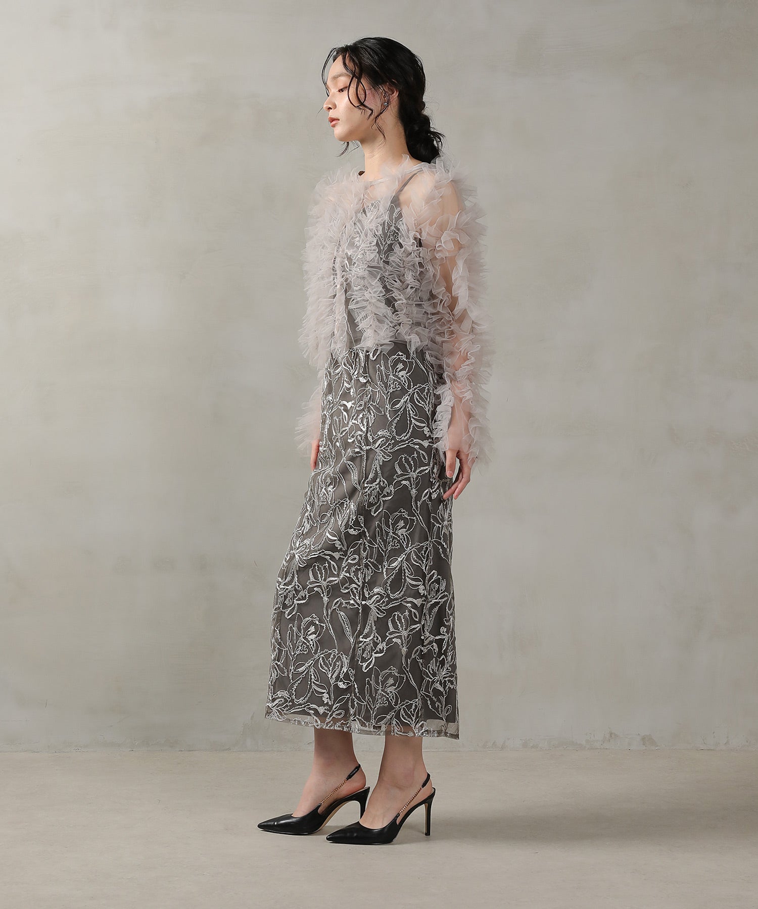 チュールフリル ギャザー ボレロ トップス