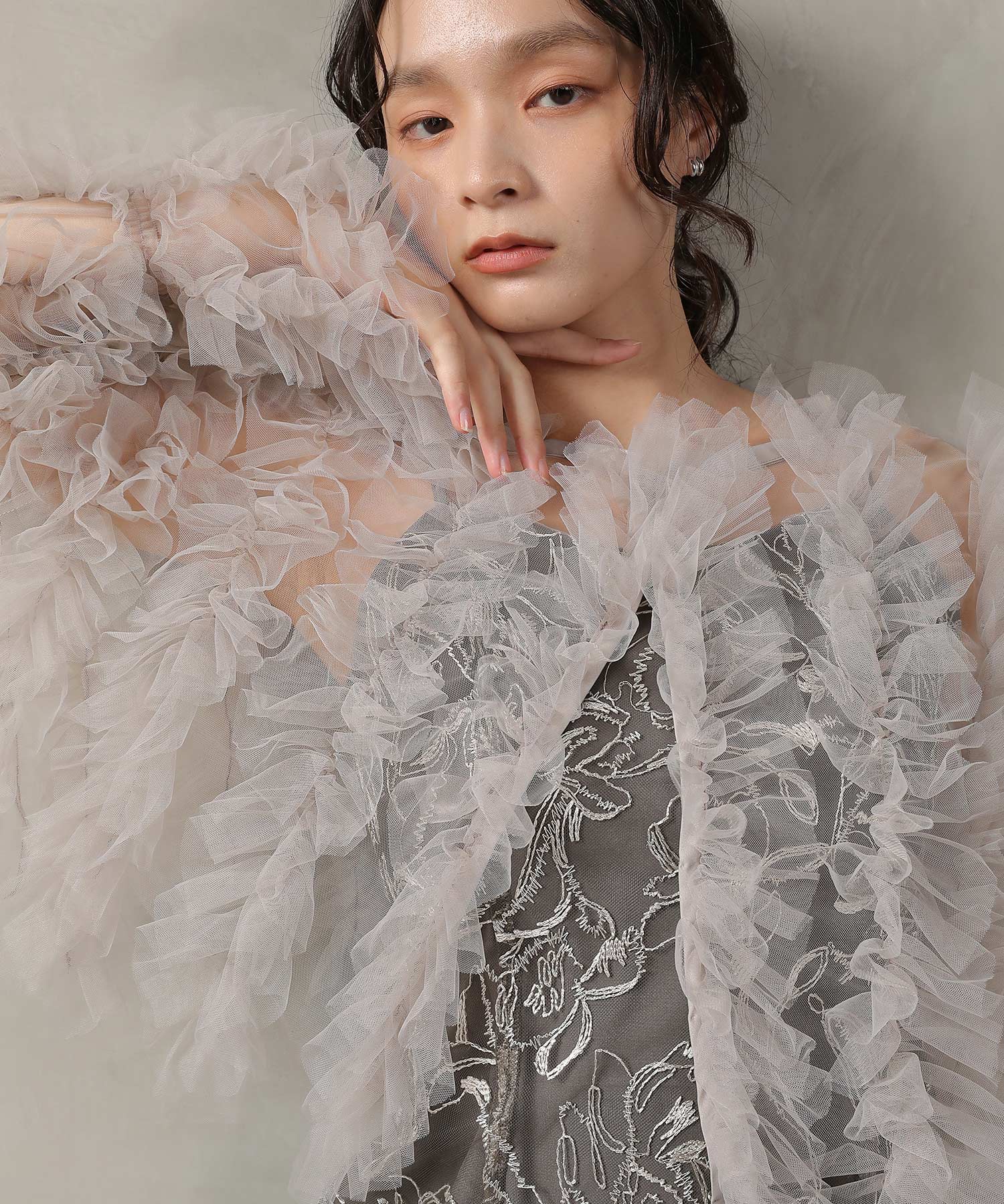 チュールフリル ギャザー ボレロ トップス