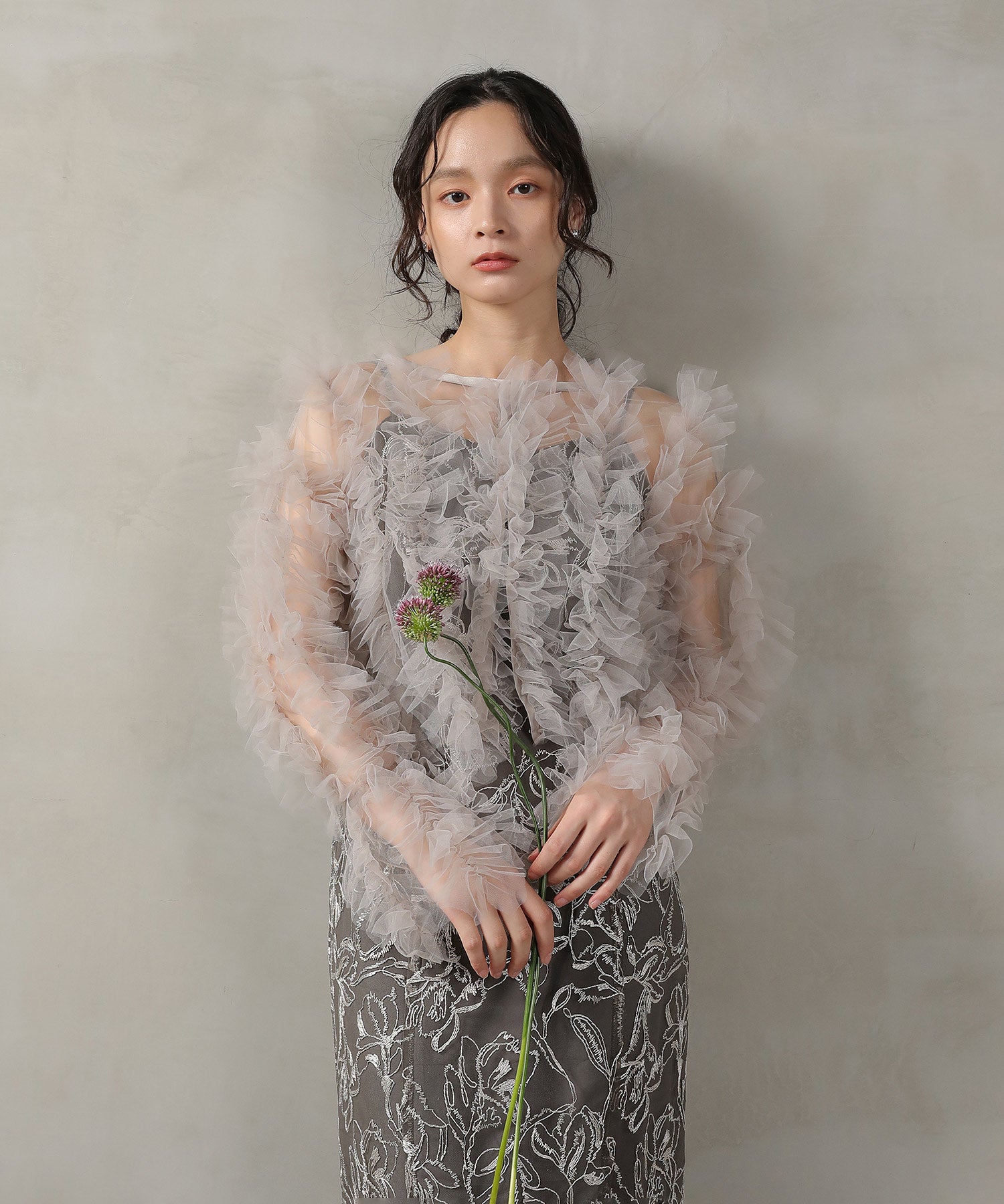 チュールフリル ギャザー ボレロ トップス