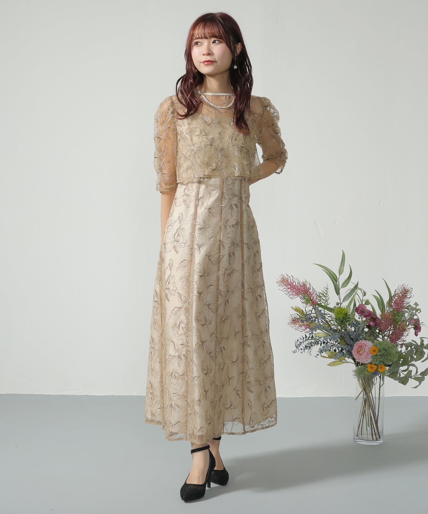 身長 154cm / 着用サイズ M / ベージュ
