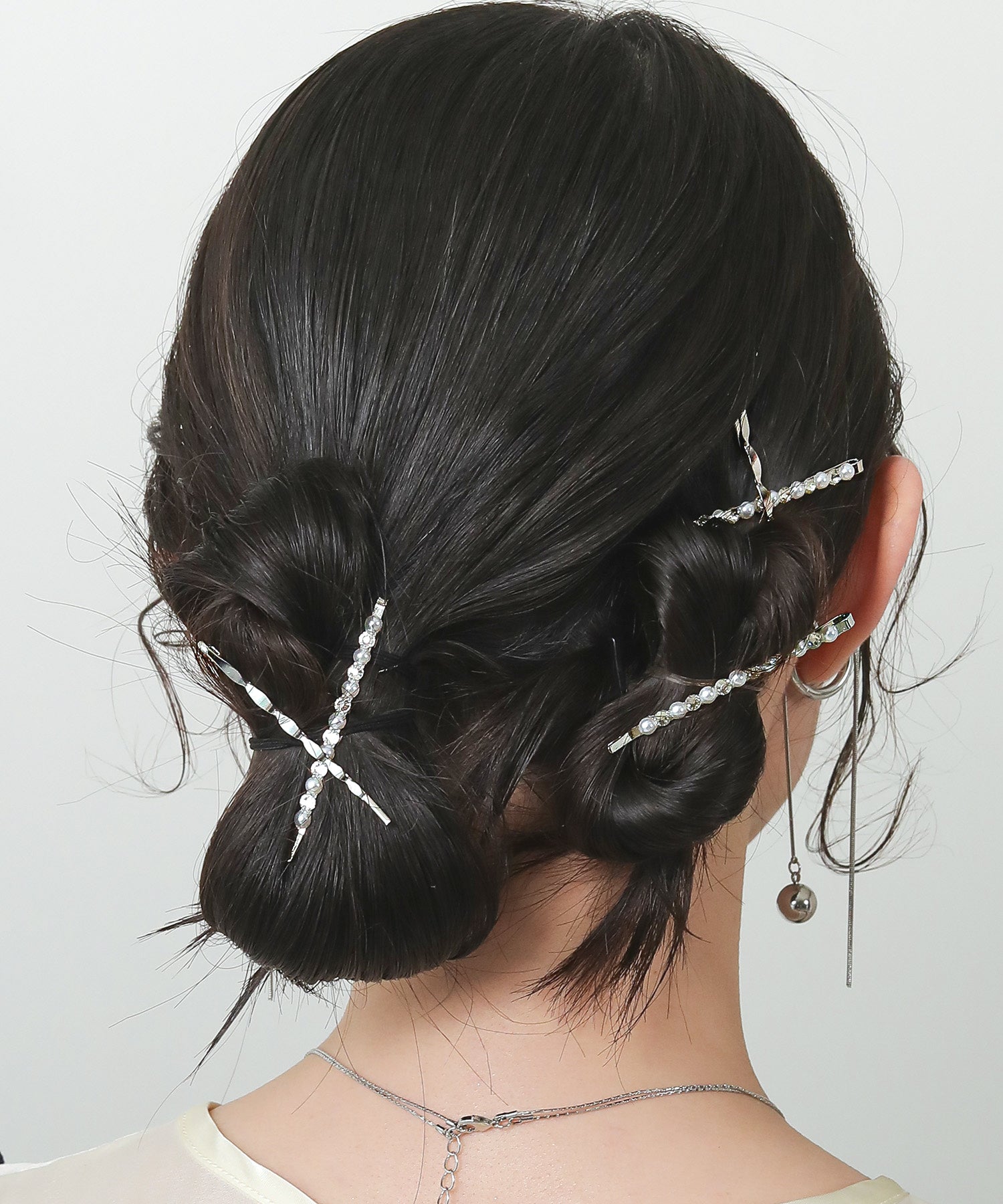 シンプル パール ビジュー スタイリッシュ ヘアピン 5本セット