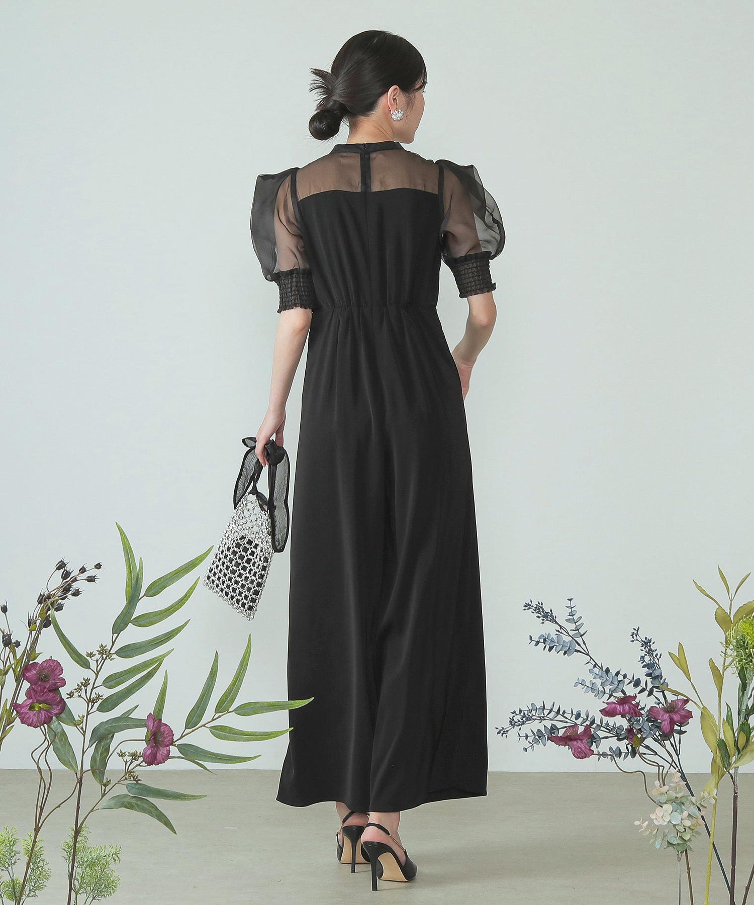 シアーボックススリーブ オケージョン パンツドレス 結婚式ドレス