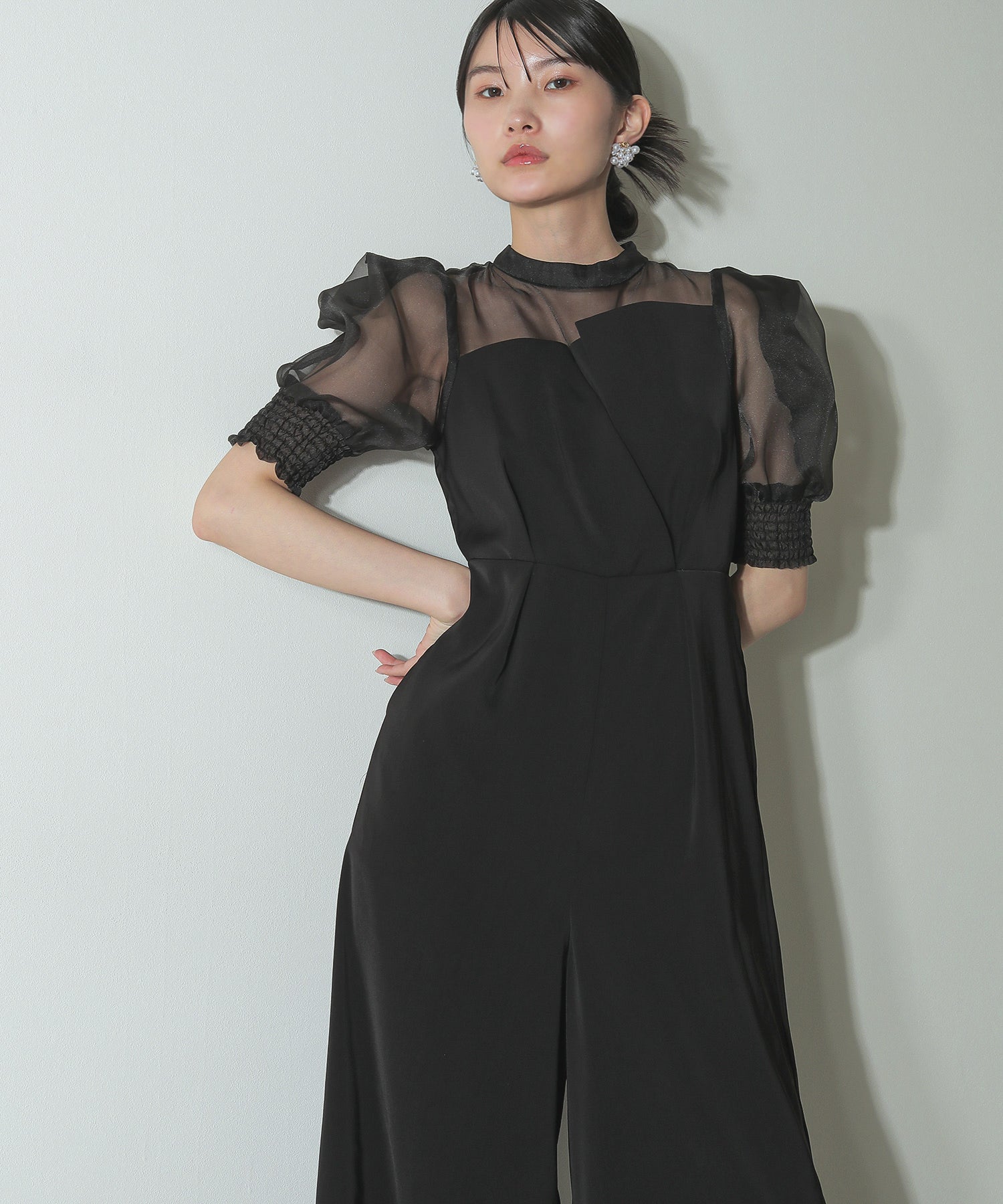 シアーボックススリーブ オケージョン パンツドレス 結婚式ドレス