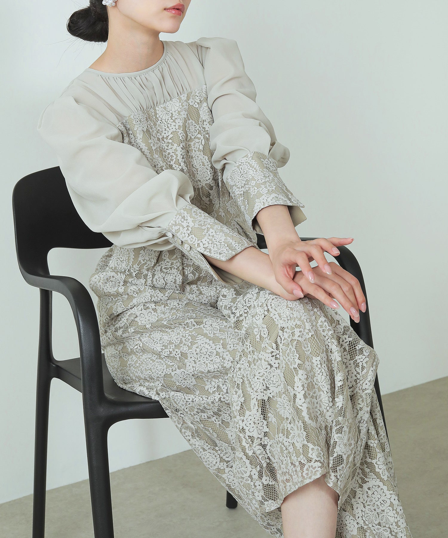 フラワーレース ワイドシルエット オールインワン パンツドレス