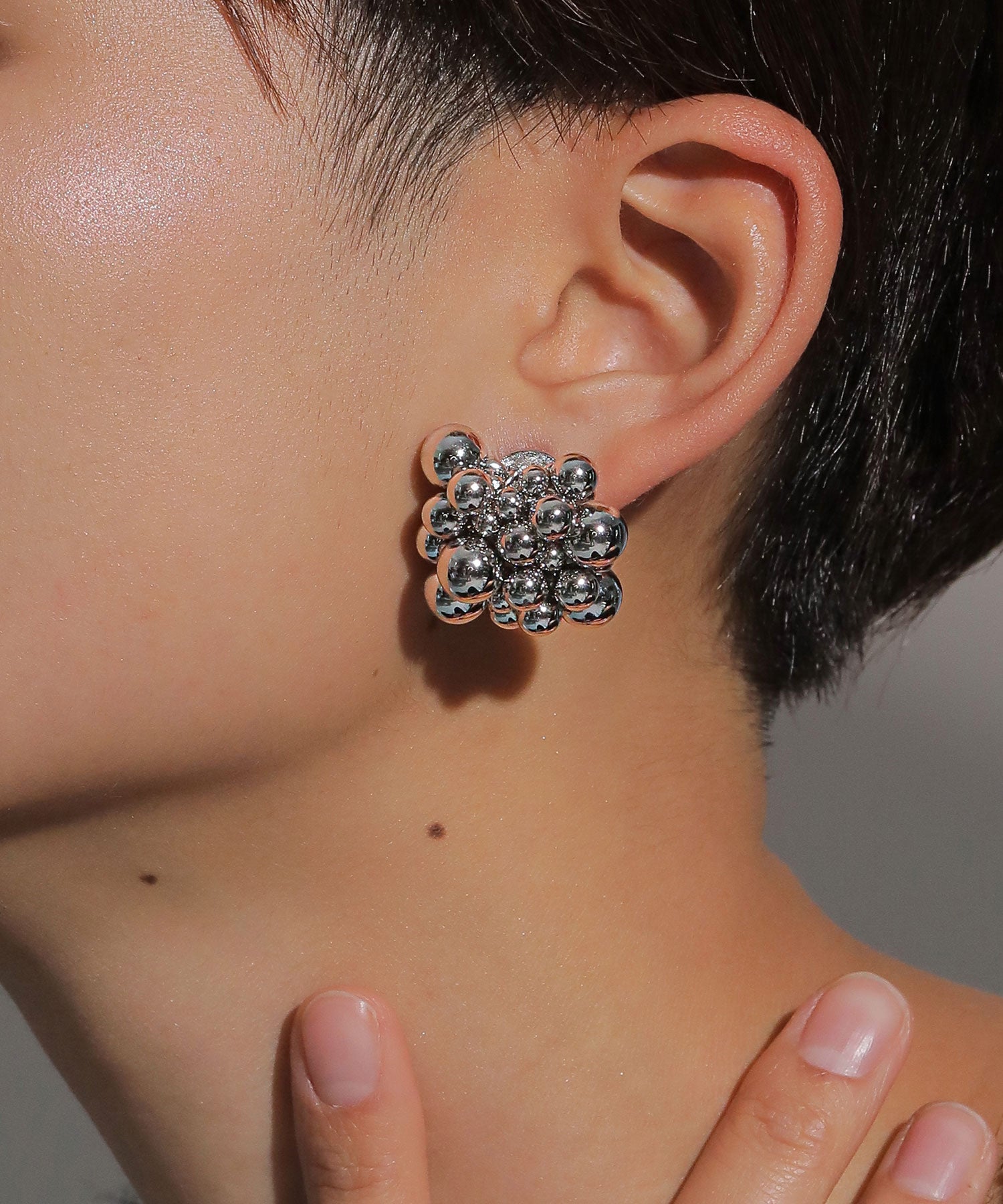 パール メタル ボール つぶつぶ ボリューム イヤリング