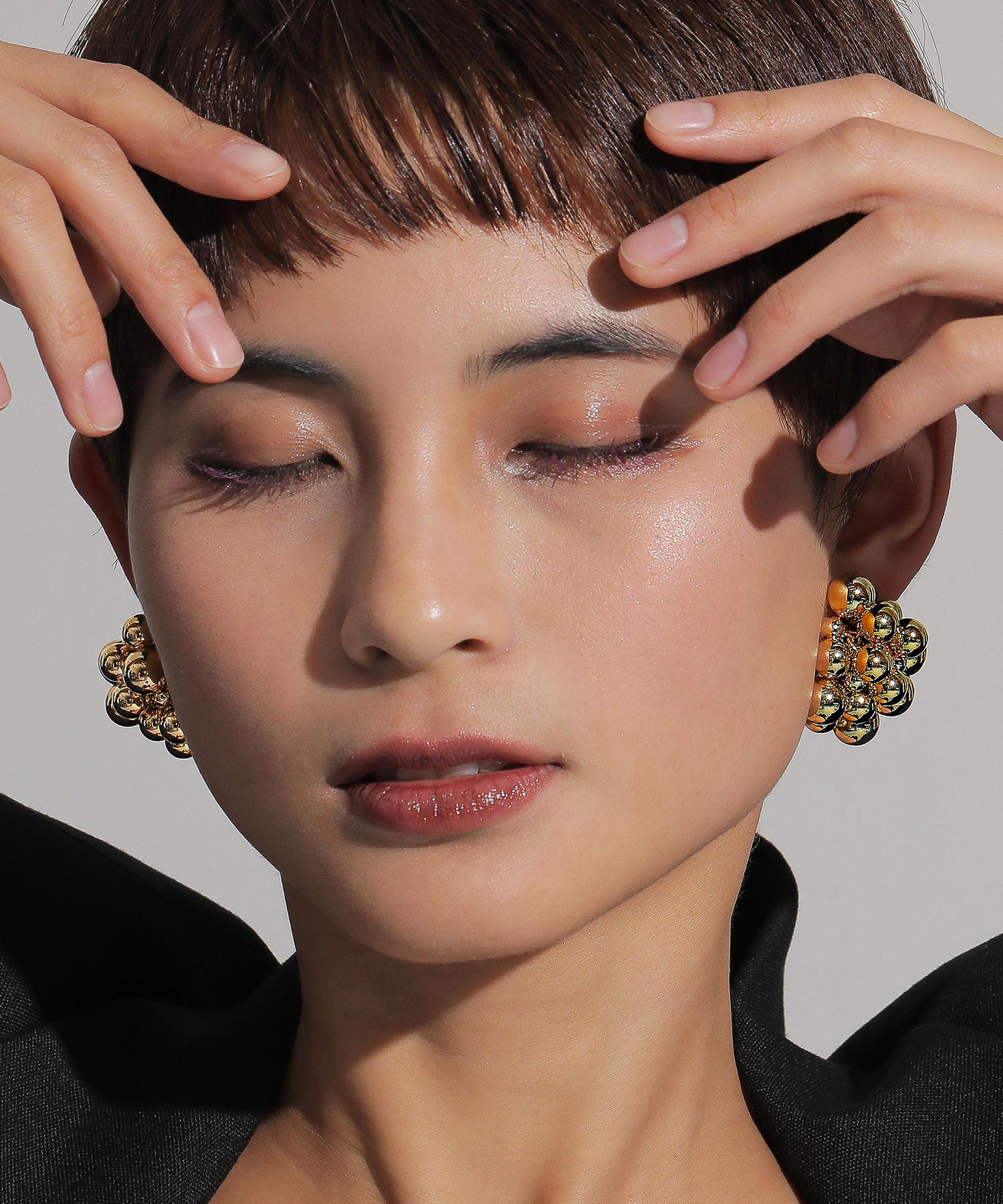 パール メタル ボール ボリューム つぶつぶ イヤリング 大きめ