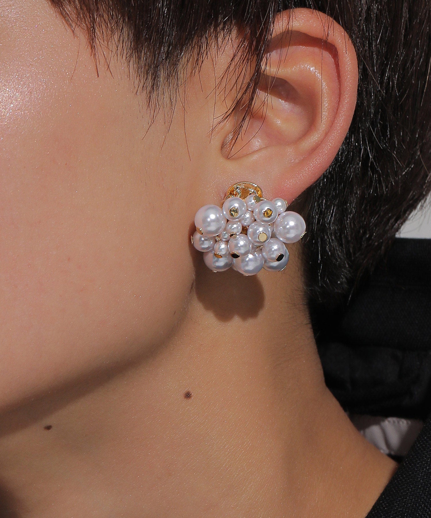 パール メタル ボール つぶつぶ ボリューム イヤリング