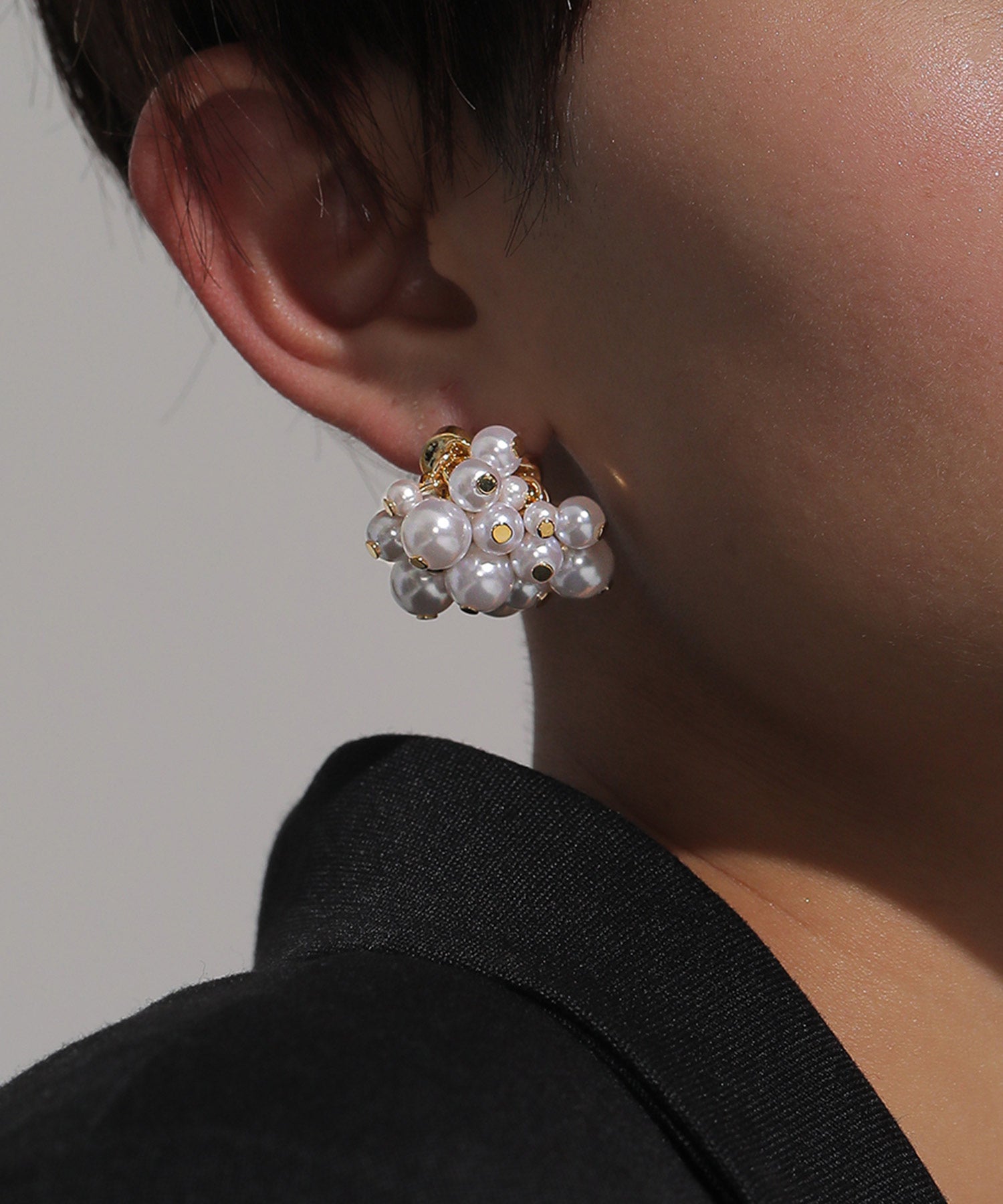 パール メタル ボール つぶつぶ ボリューム イヤリング