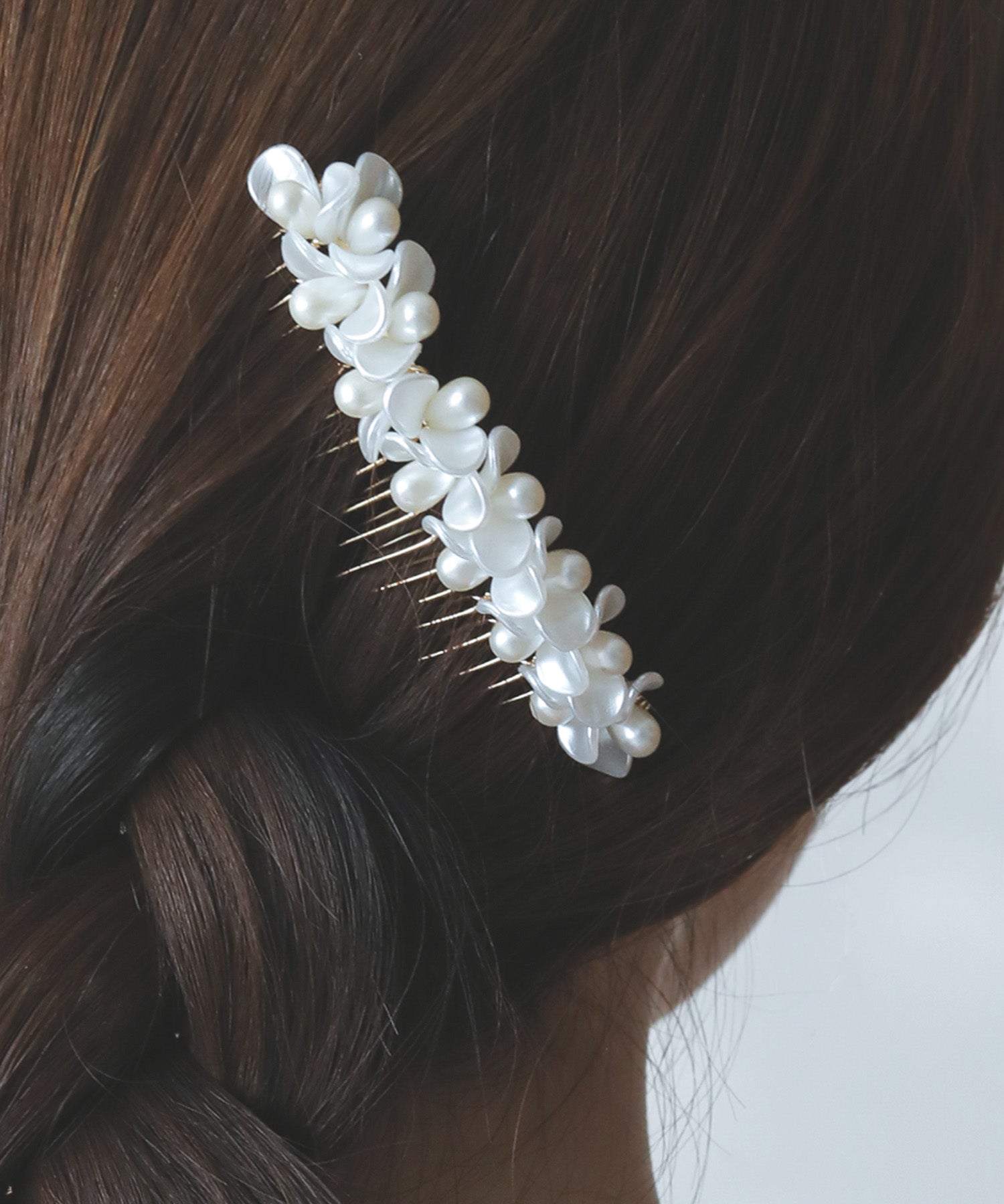 花びら パール ホワイト ヘアコーム