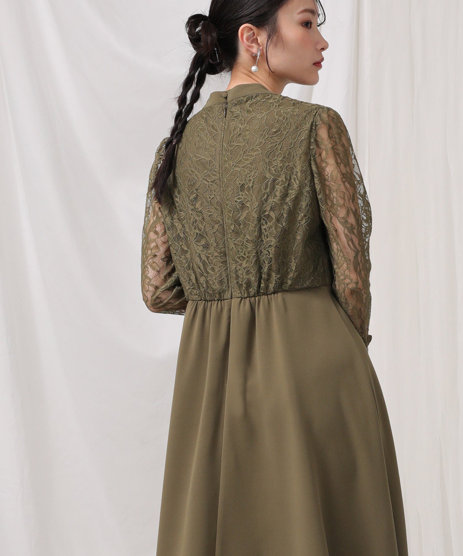 フラワー レース トライアングルデザイン ワンピース ドレス