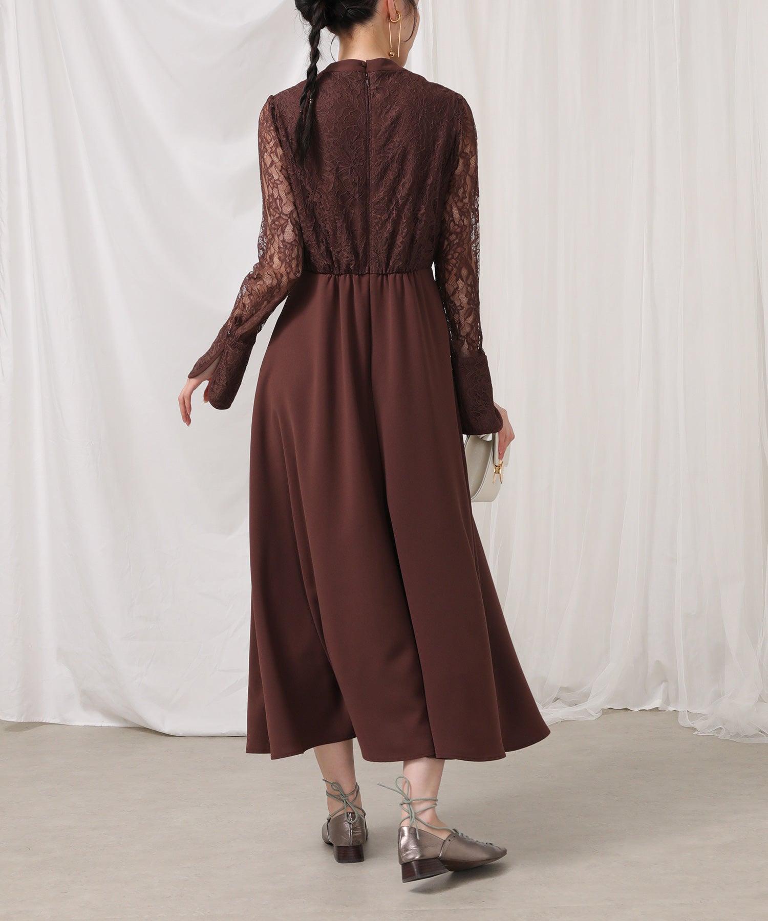 フラワー レース トライアングルデザイン ワンピース ドレス