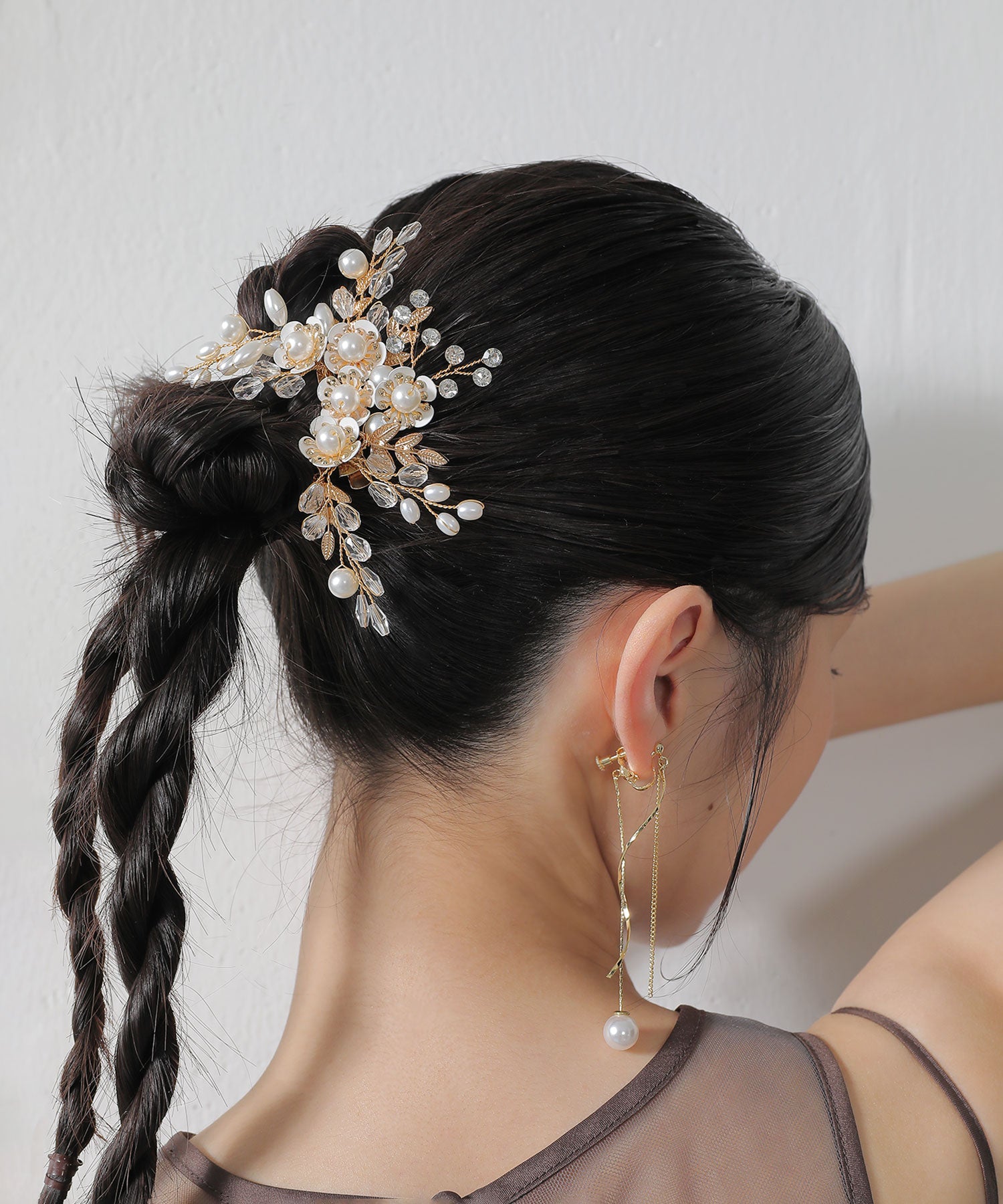 フラワーモチーフ ビーズ ヘアクリップ ヘッドドレス