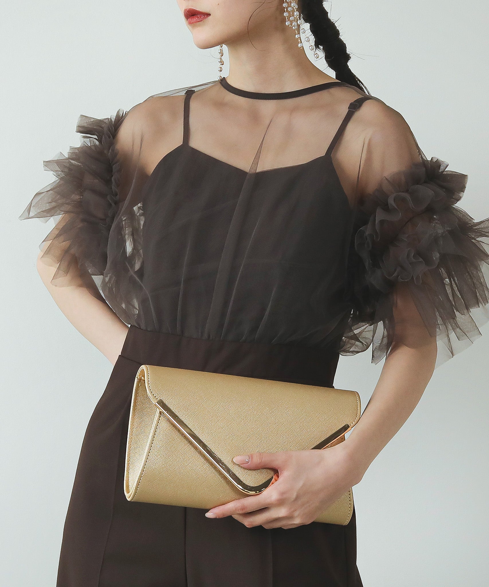 V字 メタルモチーフ 3way パーティー バッグ オケージョン