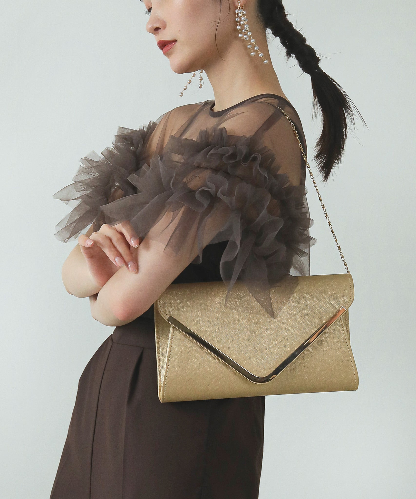 V字 メタルモチーフ 3way パーティー バッグ オケージョン