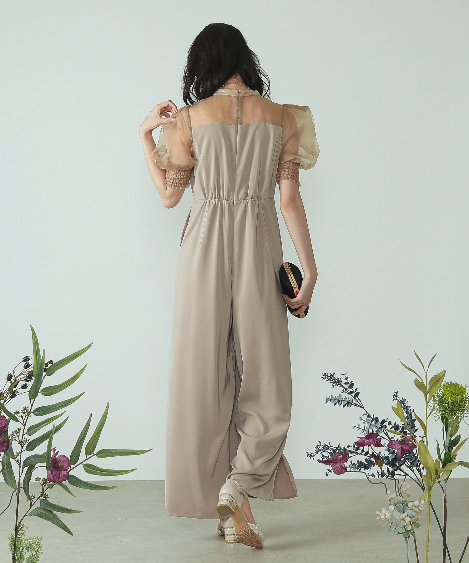 シアーボックススリーブ オケージョン パンツドレス 結婚式ドレス