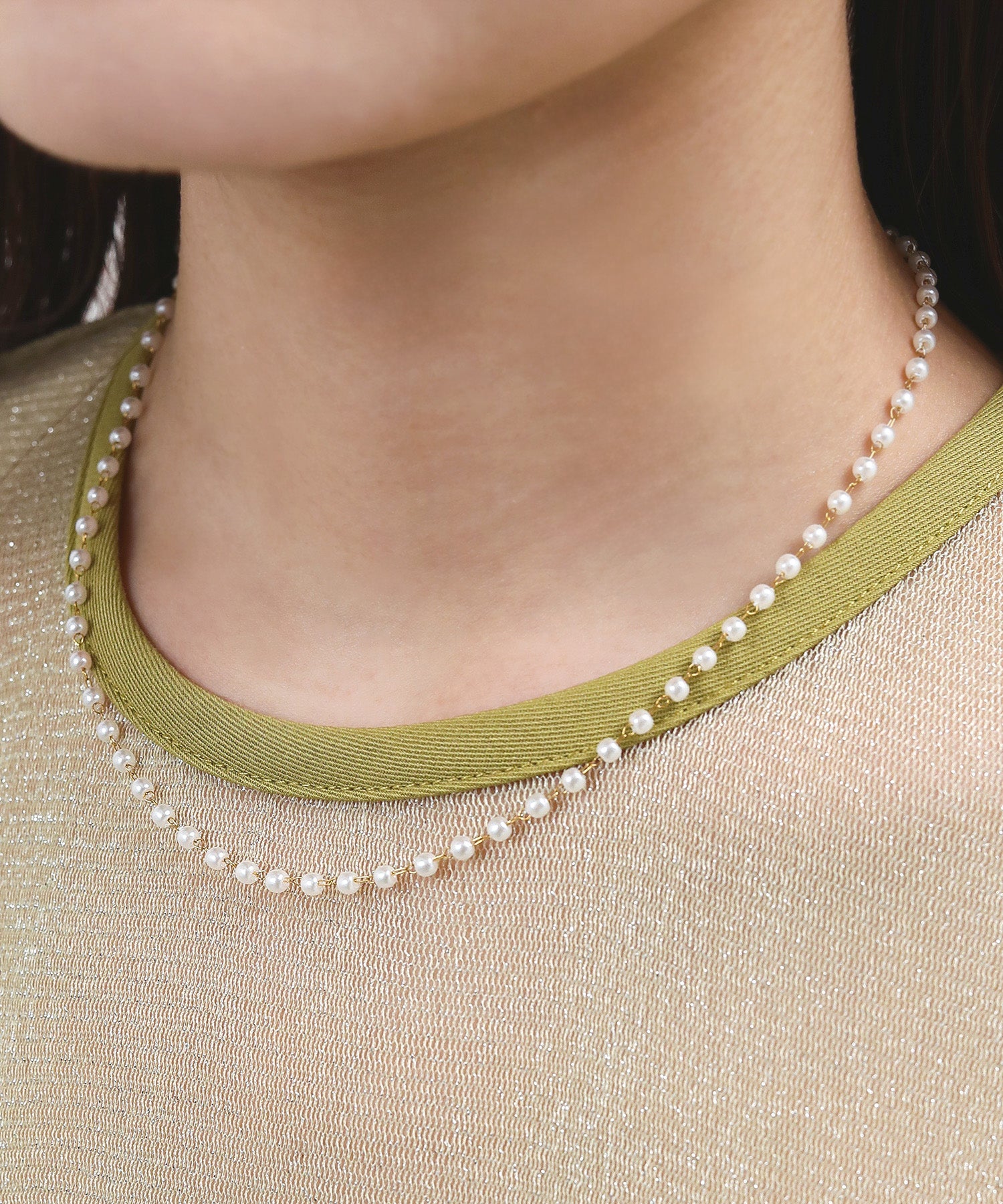 【金属アレルギー対応】サージカル 小粒 パール ネックレス