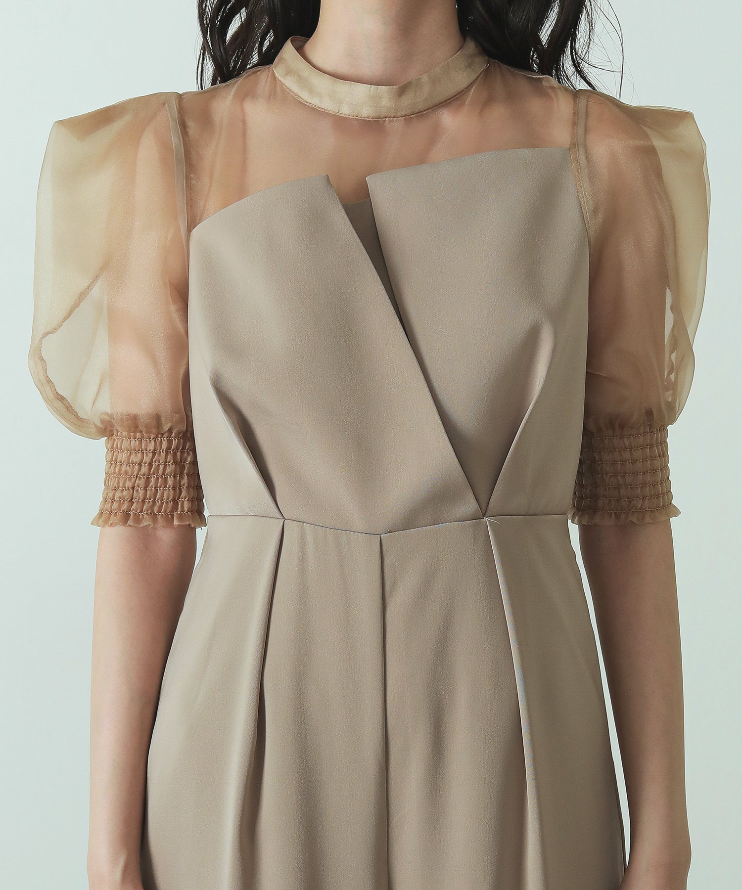 シアーボックススリーブ オケージョン パンツドレス 結婚式ドレス