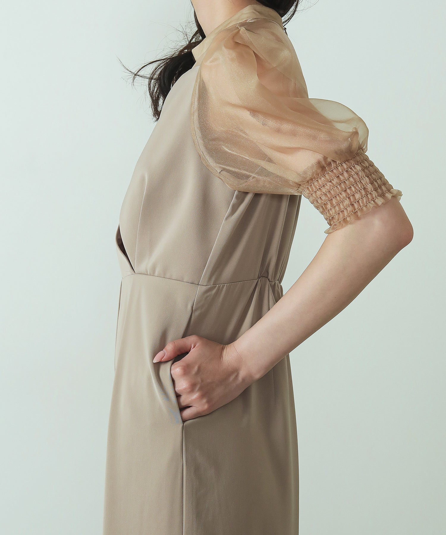 シアーボックススリーブ オケージョン パンツドレス 結婚式ドレス