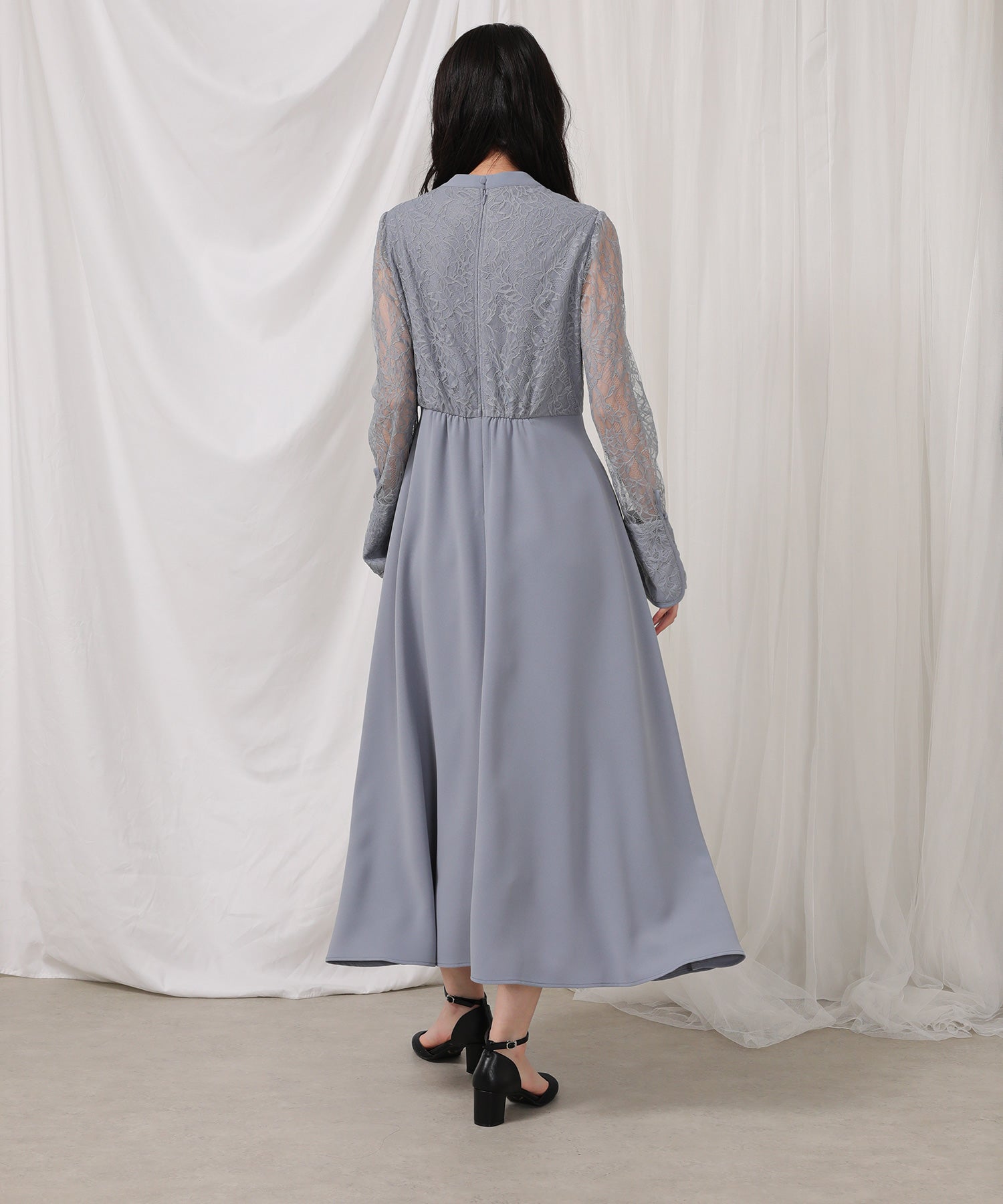 フラワー レース トライアングルデザイン ワンピース ドレス