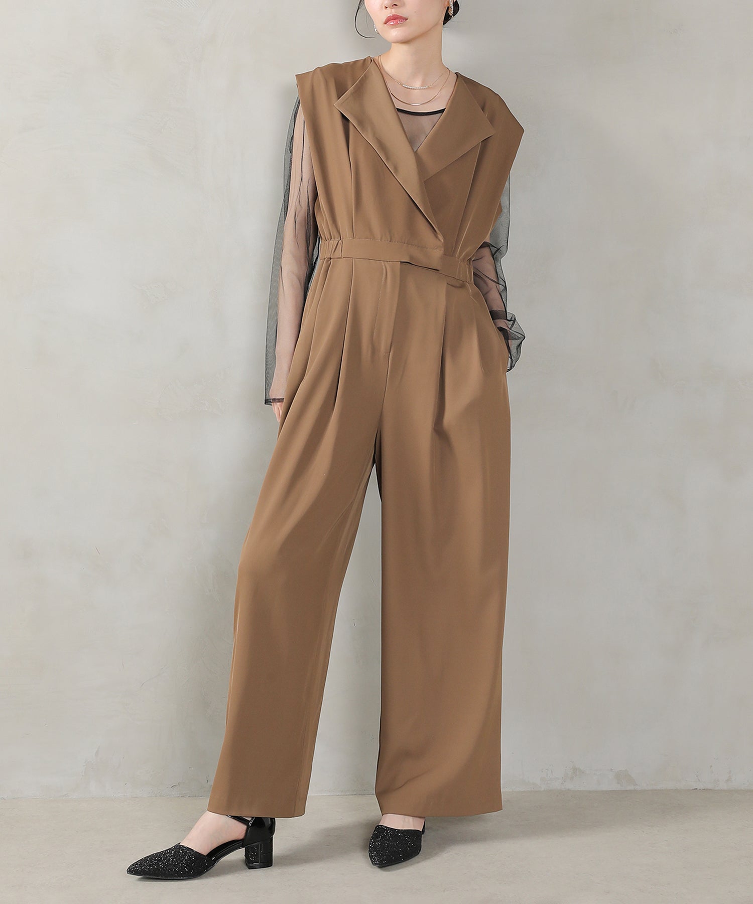 オールインワン パンツドレス シアートップス