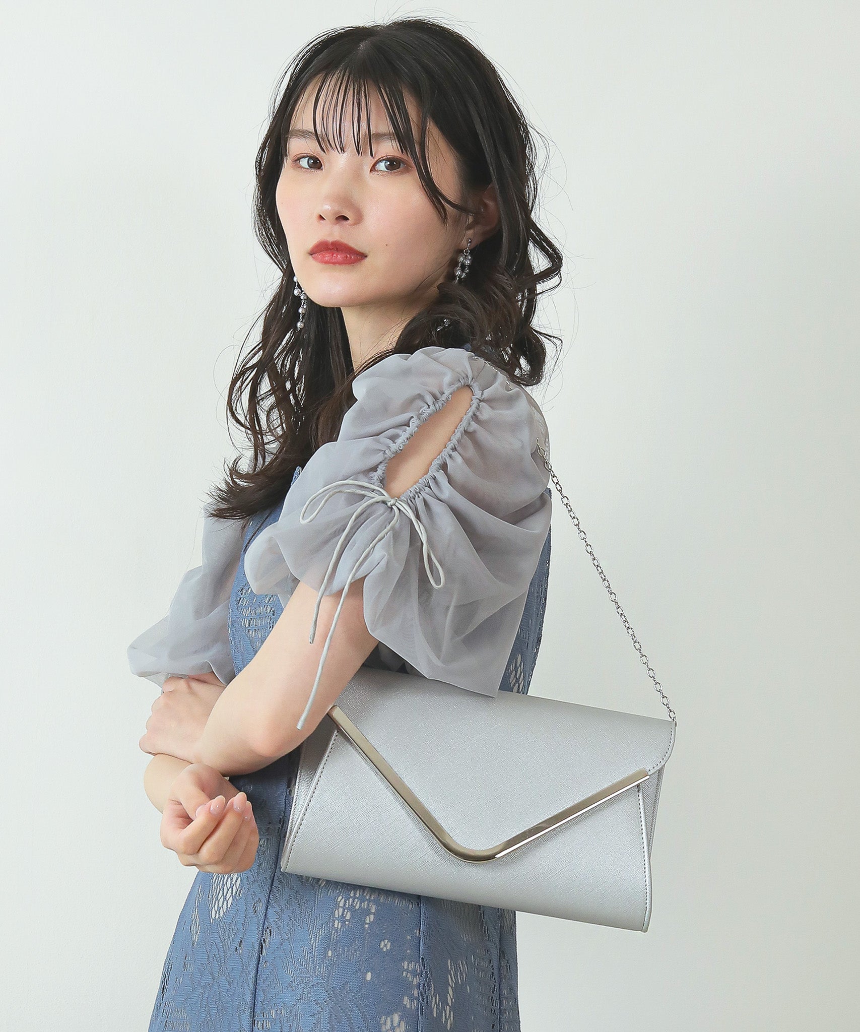 V字 メタルモチーフ 3way パーティー バッグ オケージョン