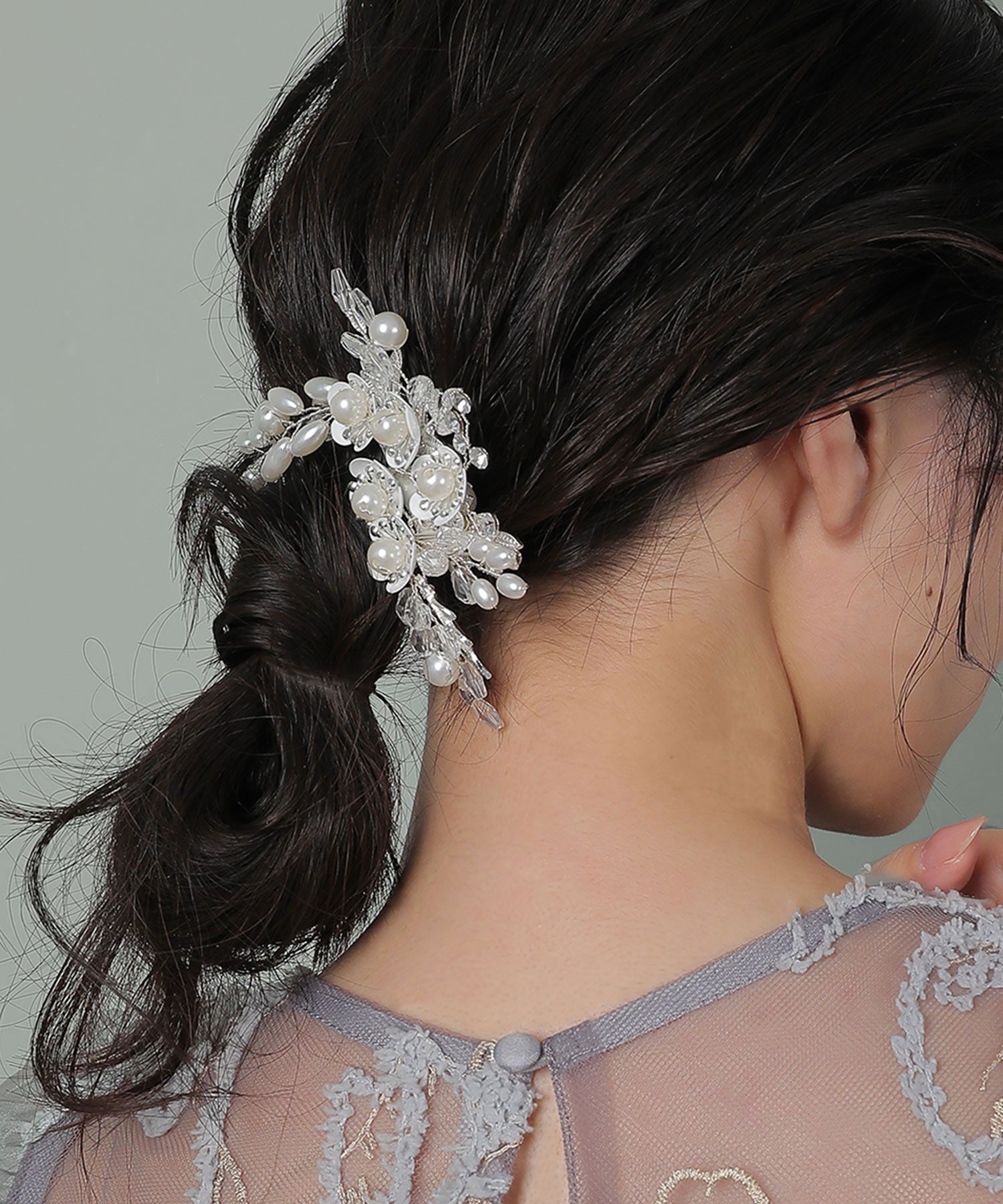 フラワーモチーフ ビーズ ヘアクリップ ヘッドドレス