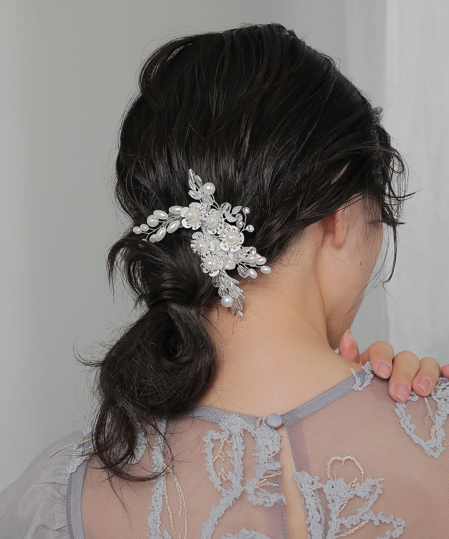 フラワーモチーフ ビーズ ヘアクリップ ヘッドドレス