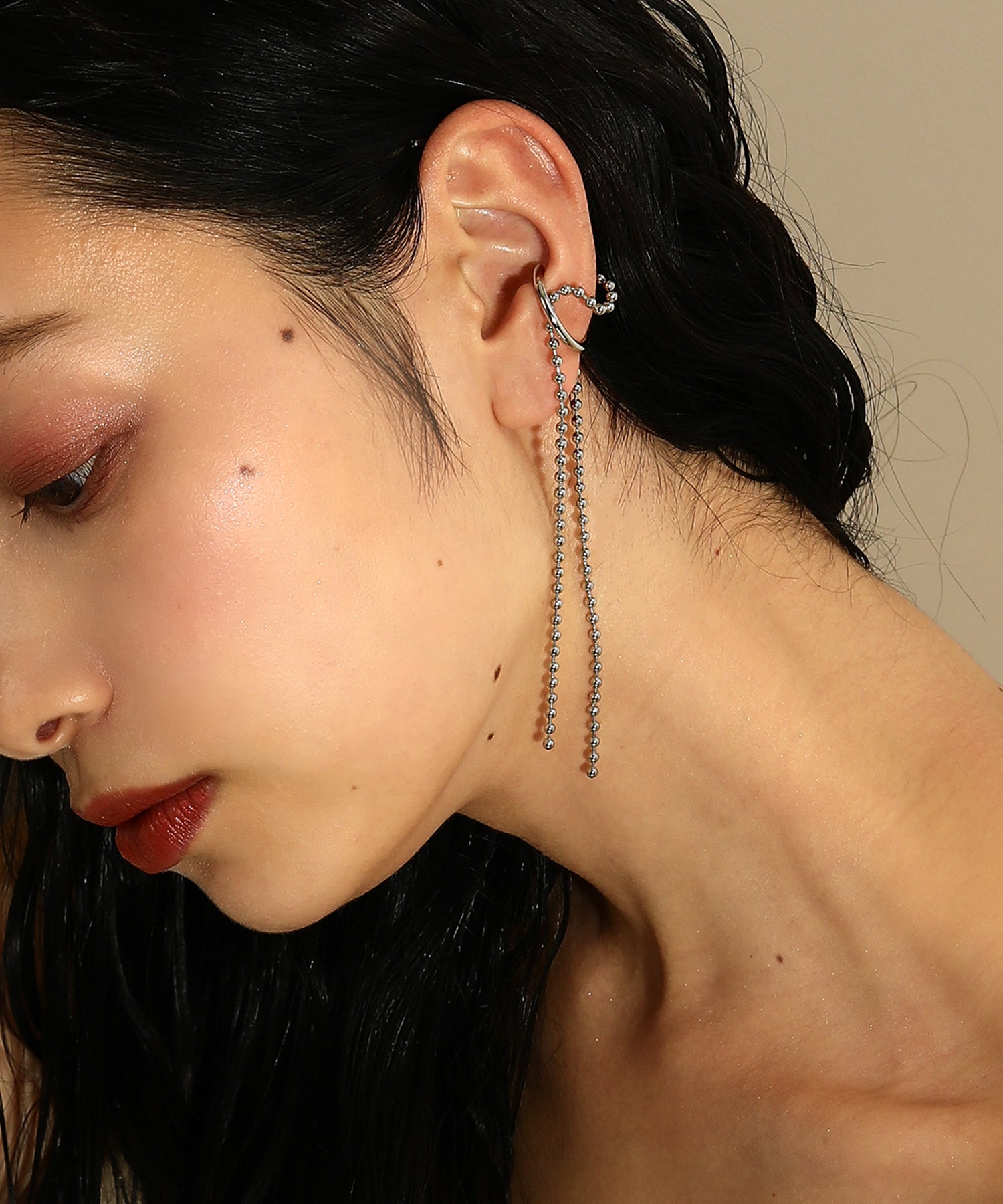 サージカルステンレス ボールチェーンイヤーカフ