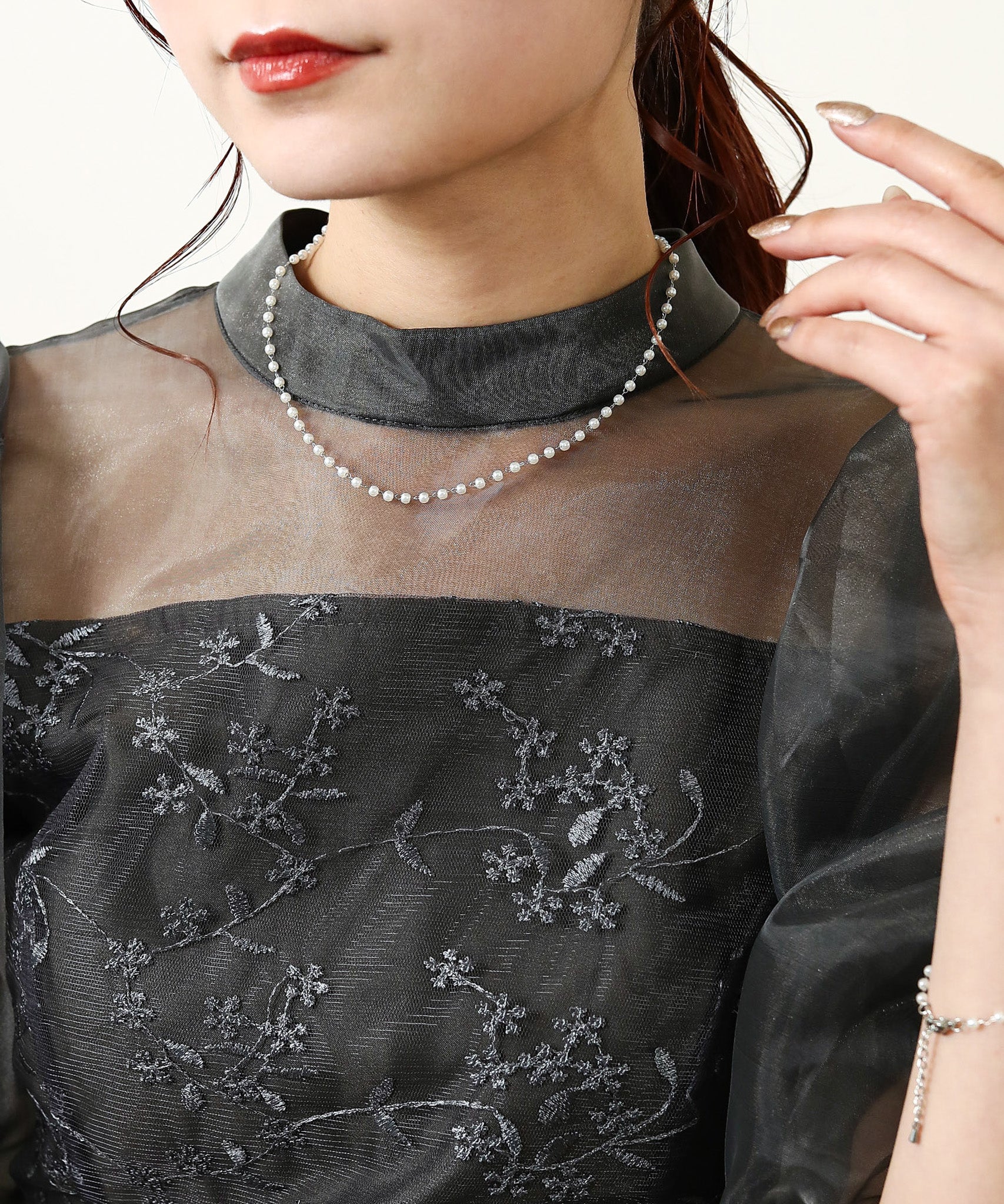 【金属アレルギー対応】サージカル 小粒 パール ネックレス