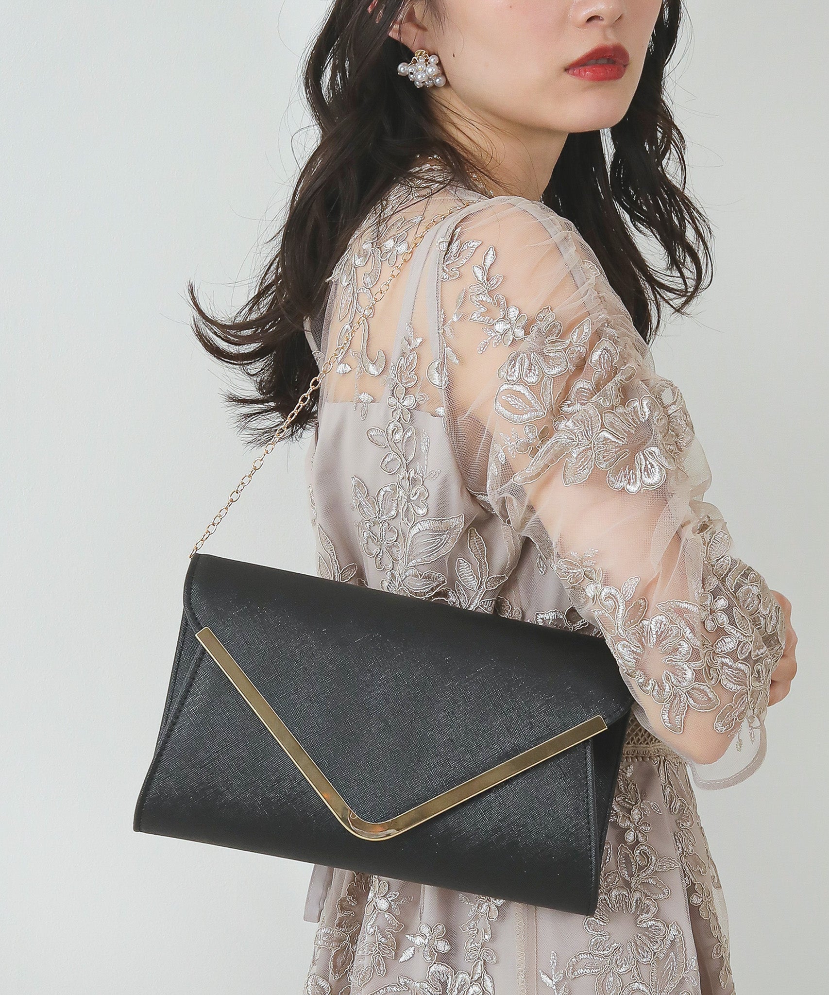 V字 メタルモチーフ 3way パーティー バッグ オケージョン