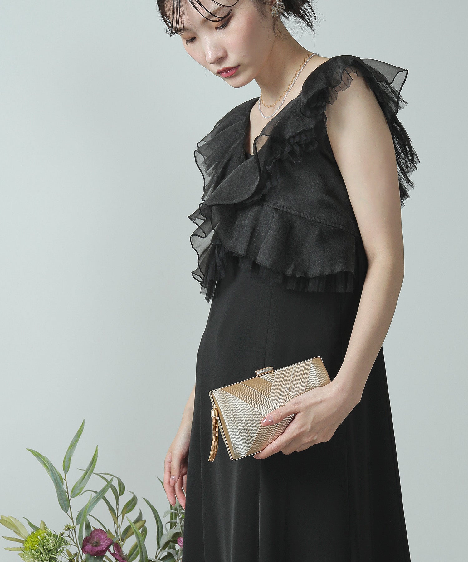 フロントクロスデザイン 2WAY パーティー バッグ 結婚式 お呼ばれ オケージョン