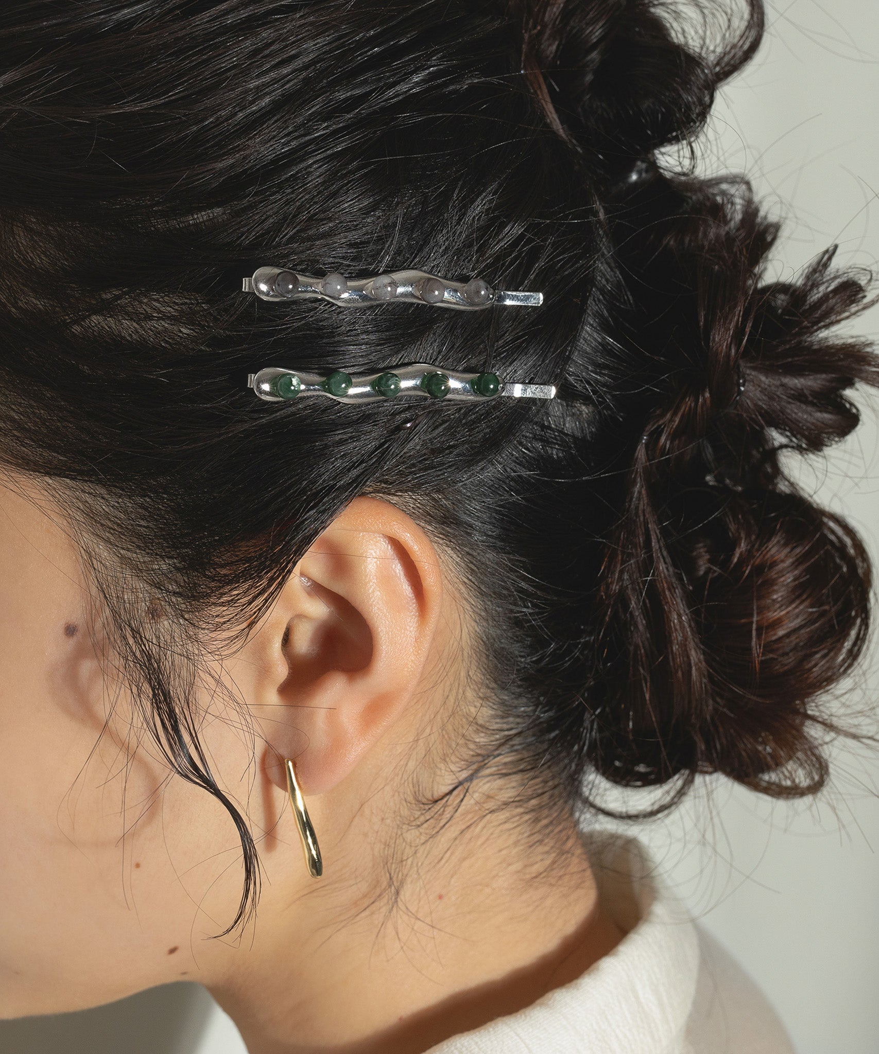 メタルニュアンスライン つぶつぶ ヘアピン 2本セット