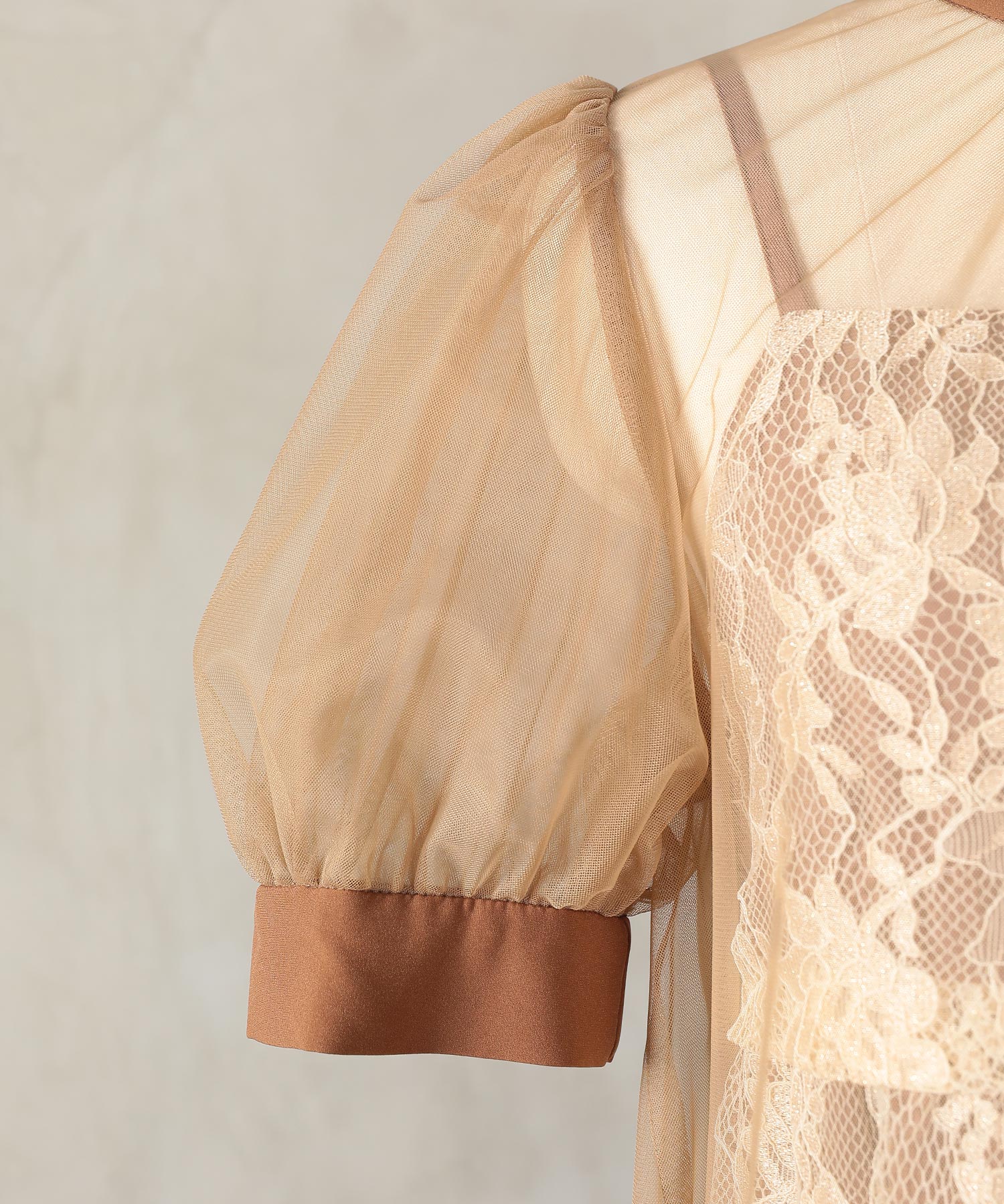 チュール バック リボン レースキャミワンピ 2点セット