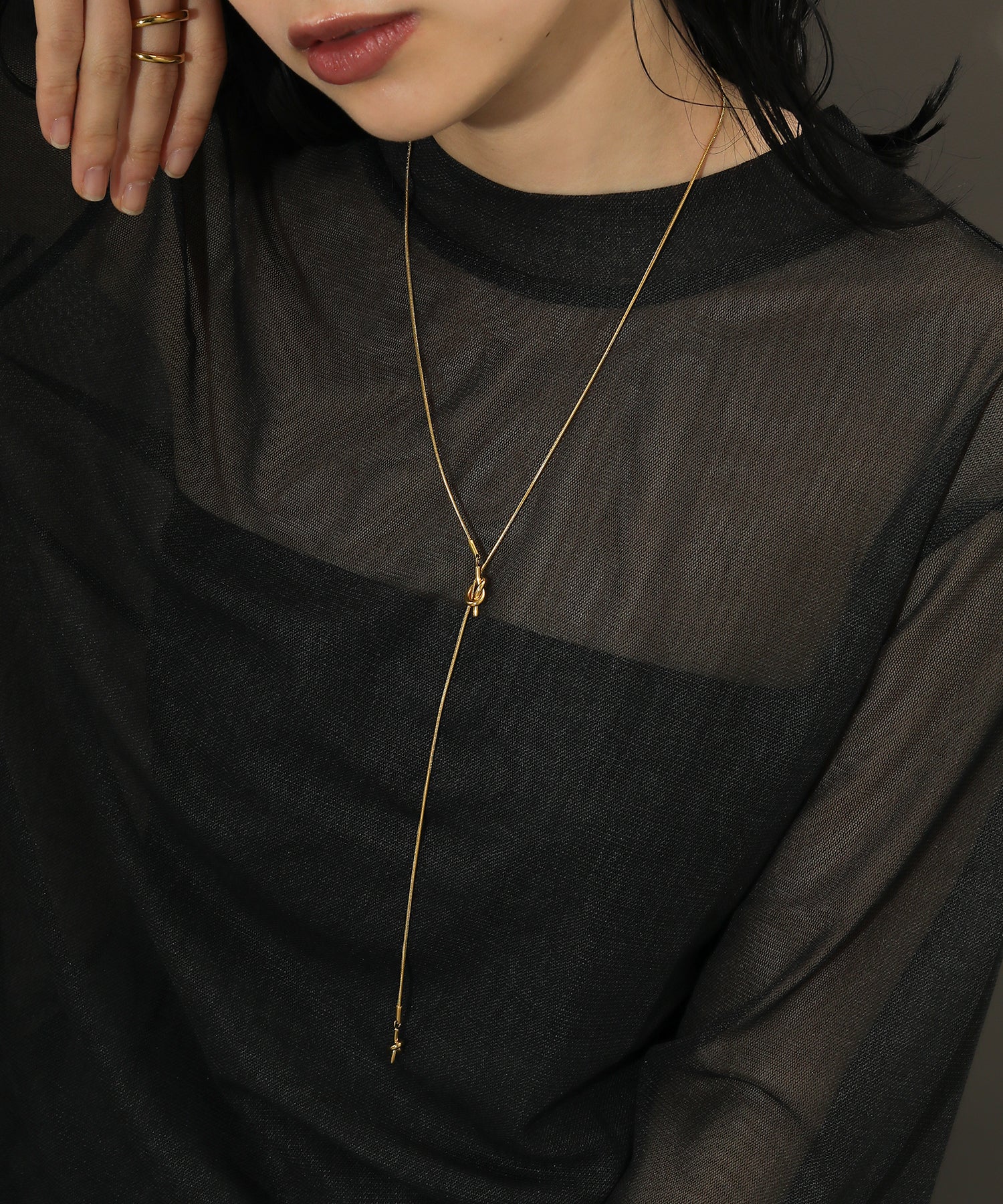 ノット ロング チェーン サージカル Yネックレス