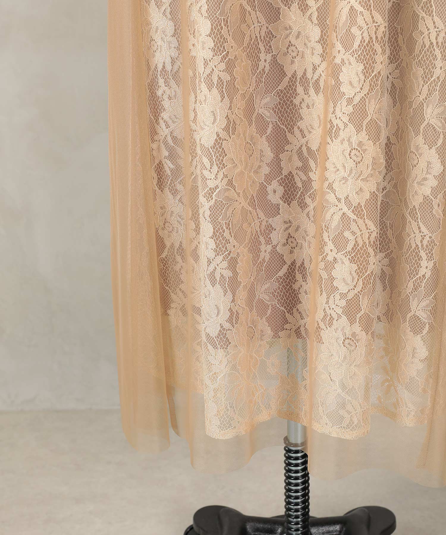 チュール バック リボン レースキャミワンピ 2点セット