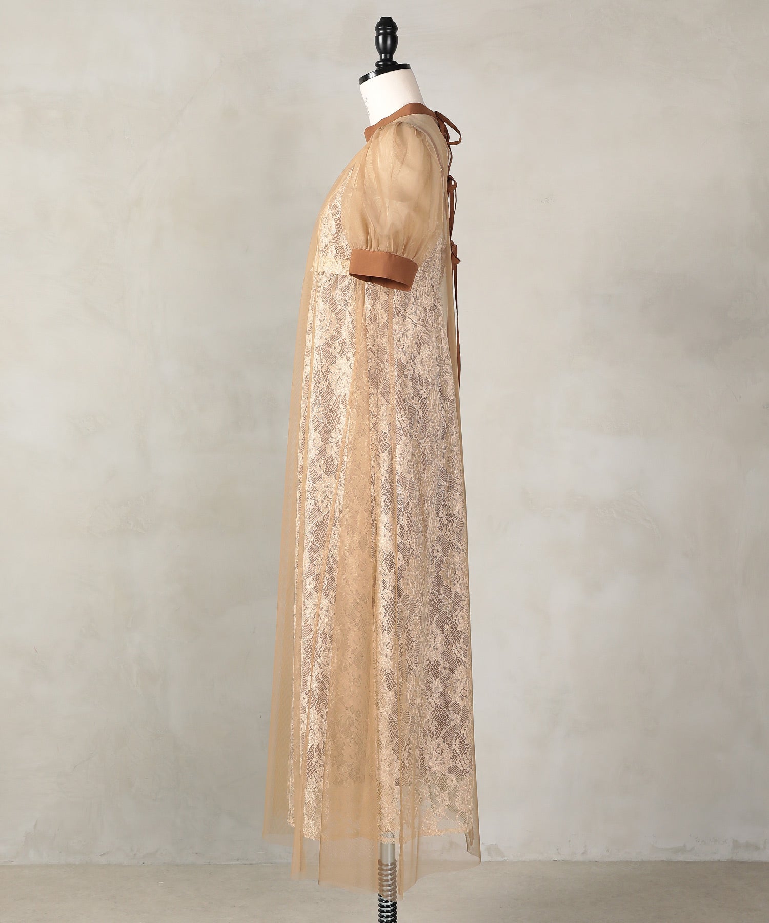 チュール バック リボン レースキャミワンピ 2点セット