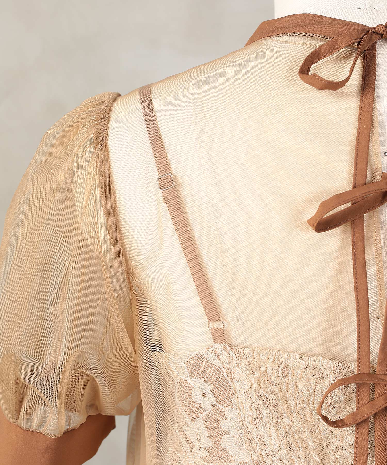 チュール バック リボン レースキャミワンピ 2点セット