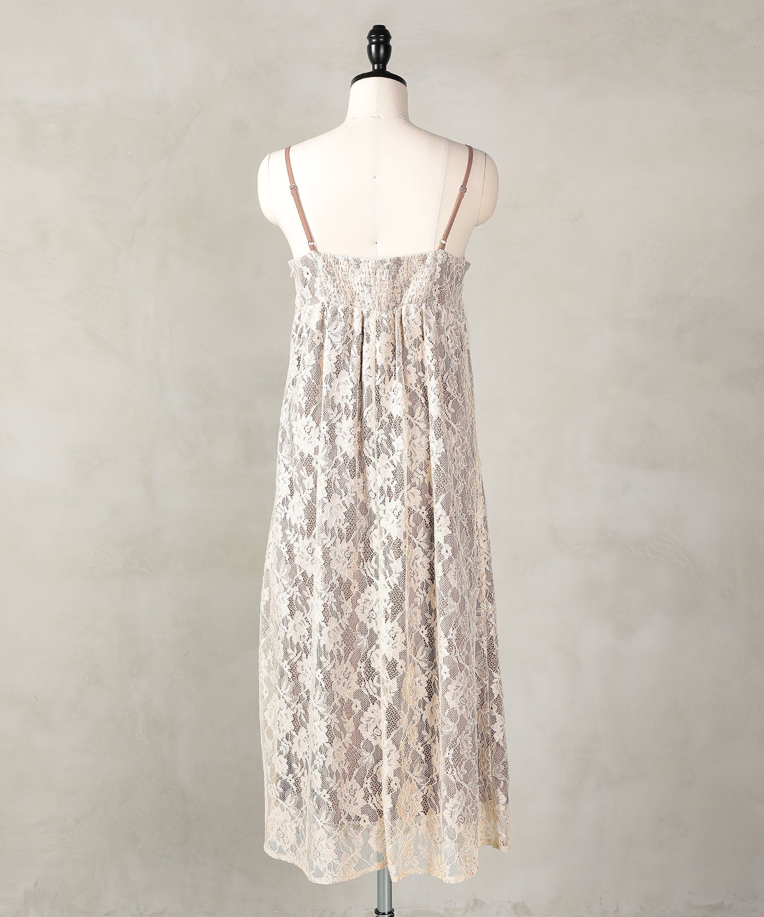 チュール バック リボン レースキャミワンピ 2点セット