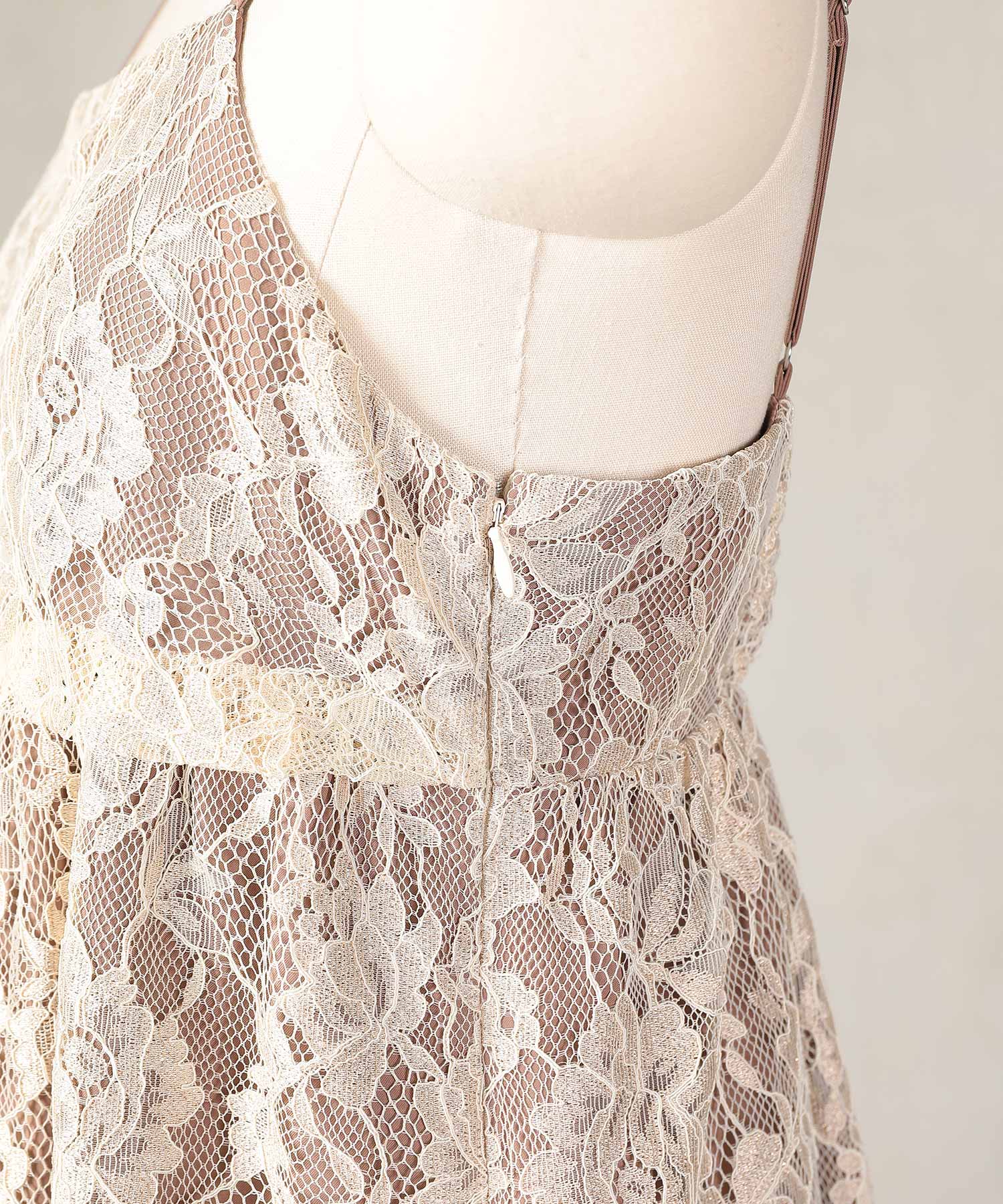 チュール バック リボン レースキャミワンピ 2点セット