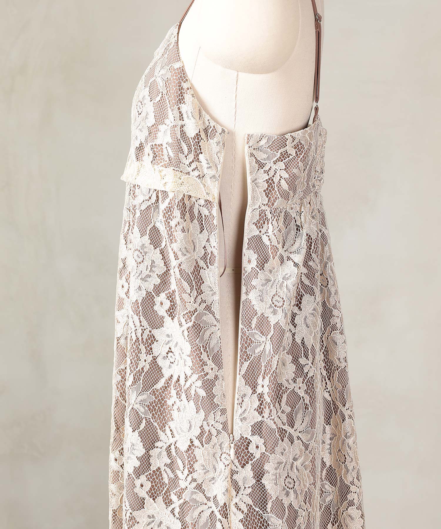 チュール バック リボン レースキャミワンピ 2点セット