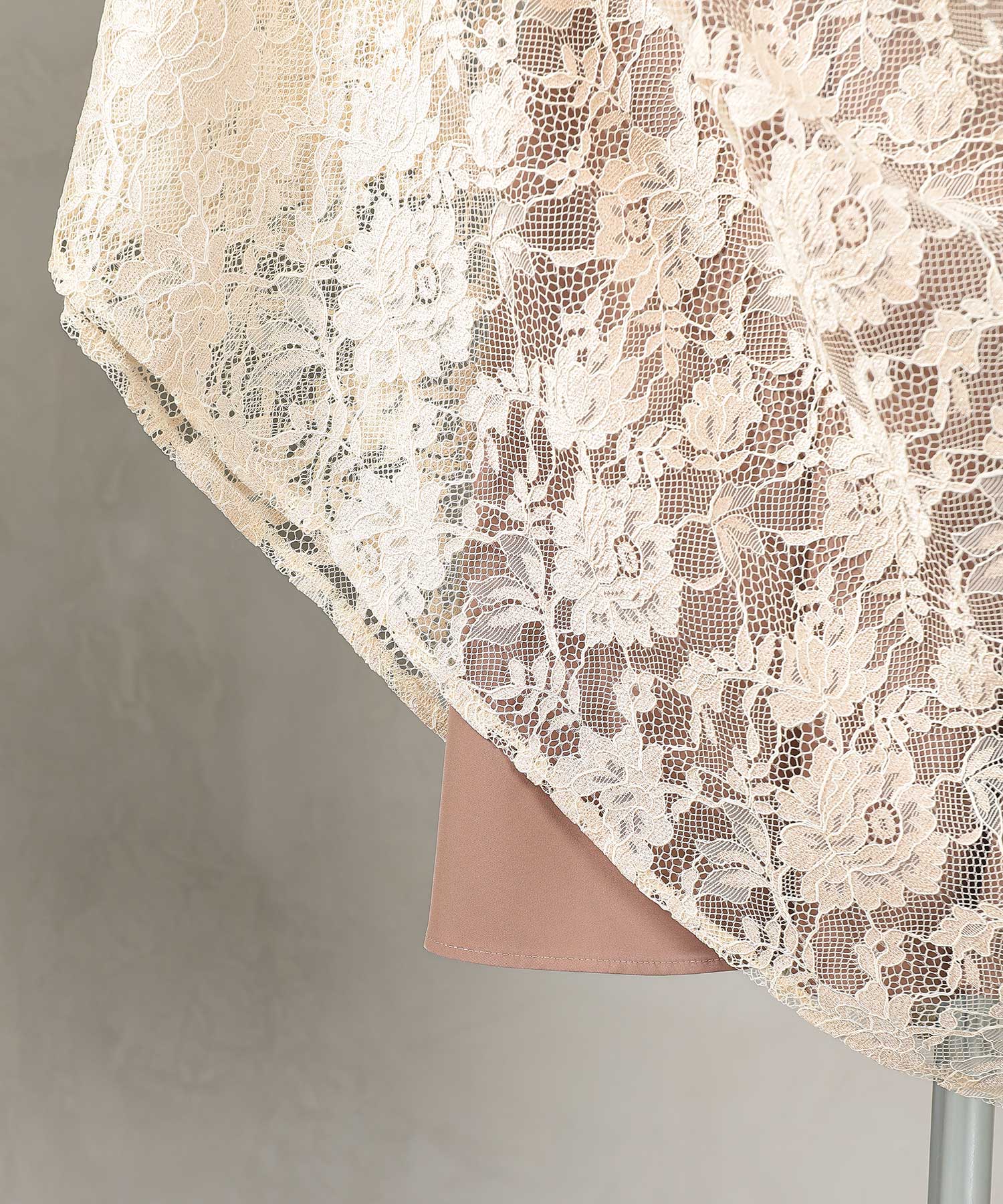 チュール バック リボン レースキャミワンピ 2点セット